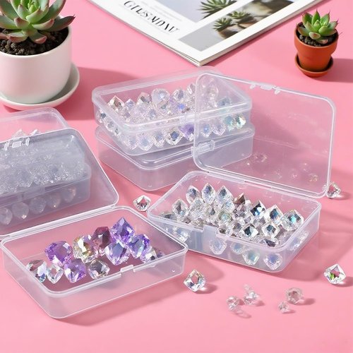 LECEHIVO Clear Plastic Beads Storage Containers - 40 Pcs Jewelry Box with Lids & Stickers | 4.1 x 3 x 1 Inch