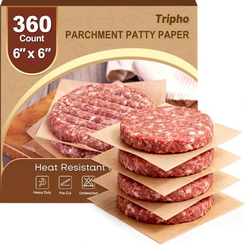Heavy Duty Patty Paper Sheets by [Brand Name] - 360 Count Unbleached No-Stick & No-Leak 6"x6" Squares