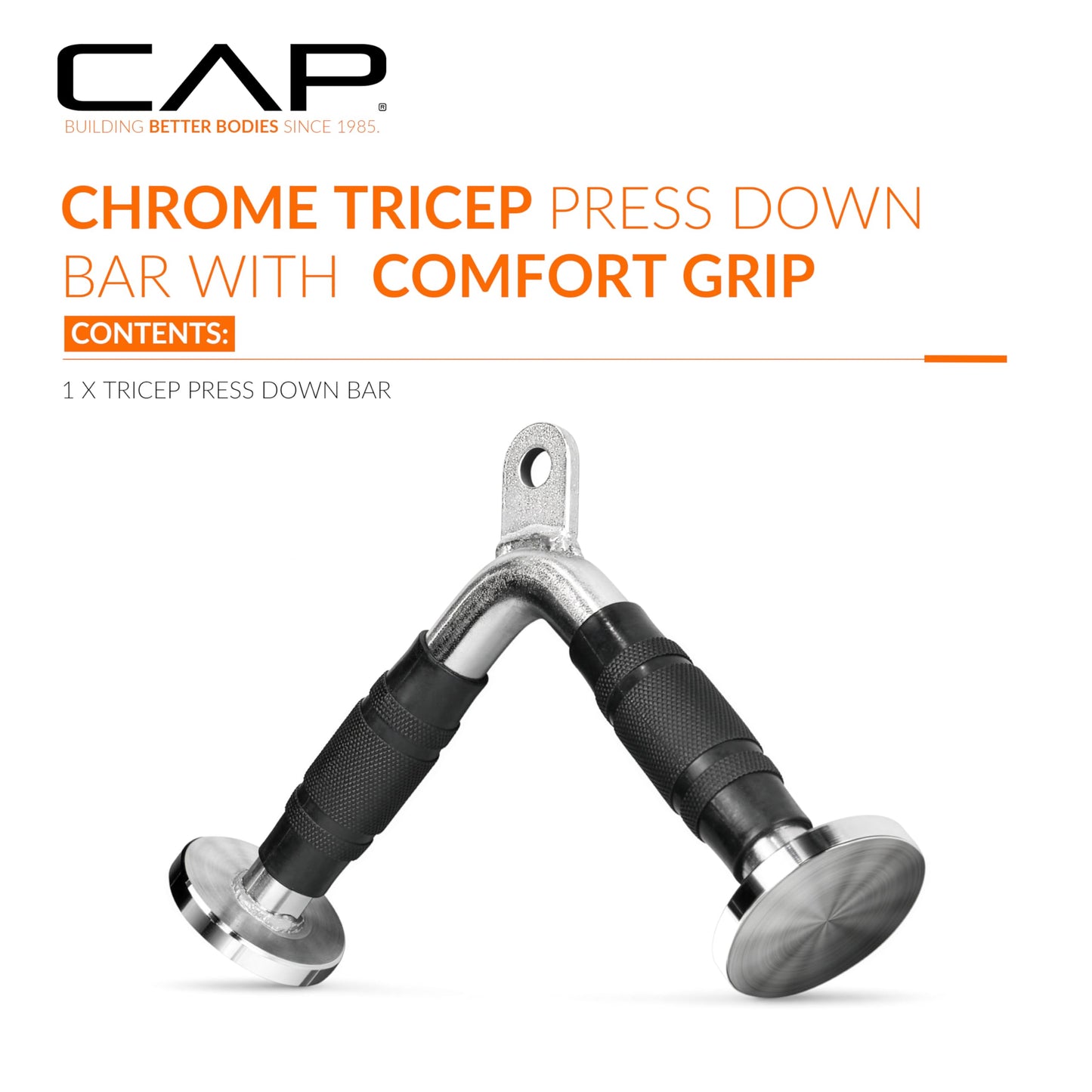 CAP Barbell Deluxe Triceps V-Bar with Rubber Handgrips – Cable Machine Attachment for Tricep Exercises, LAT Pulldown & Home Gym Workouts