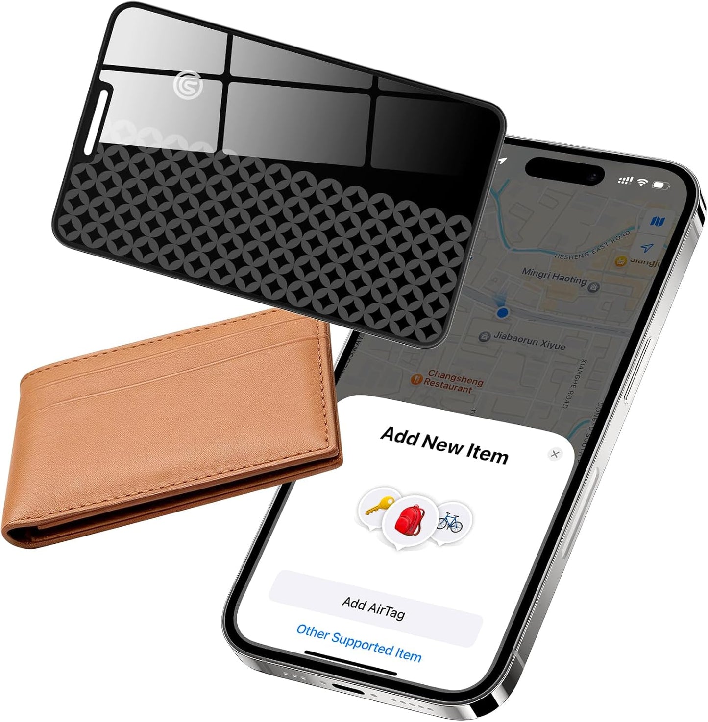 Trendia IP68 Compatible with AirTag Wallet Tracker, Smart Card Finder, Apple MFi Compatible (iOS Only), App Controlled
