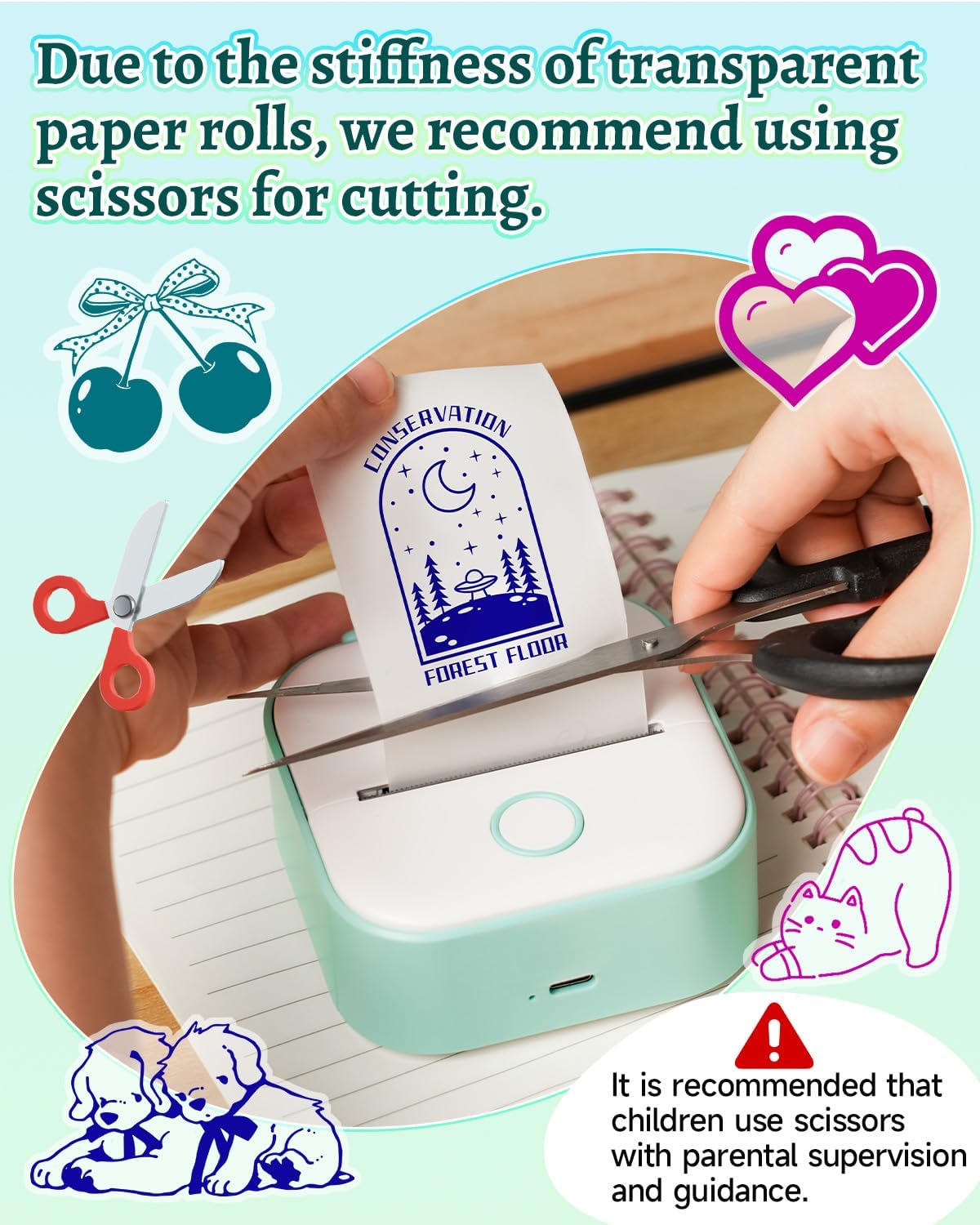 Memoqueen T02 Phomemo Mini Sticker Printer - APP AI Drawing Bluetooth Thermal Printer Sticker Maker Machine for DIY
