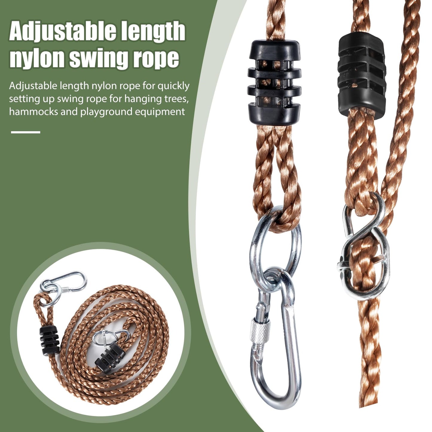 Tree Swing Straps Heavy Duty, Adjustable Tree Rope Swing (2 Pack) - PE Rope Extensions for Outdoor Swings, Hammocks, and Playground Sets - 5.9ft Length (Carrying 410 pounds)