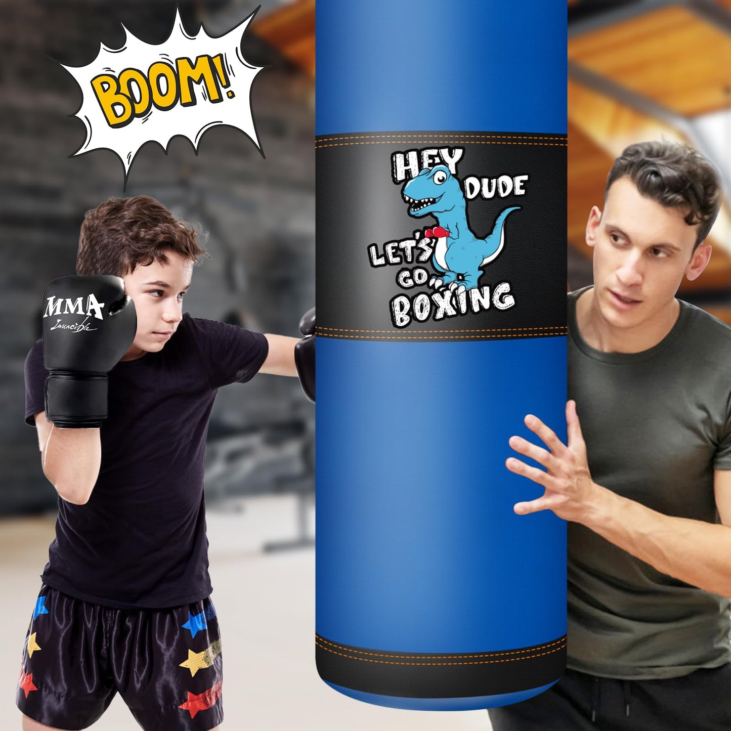 YORWHIN 2.7FT Kids Punching Bag Set, Oxford Boxing Bag for Kids, Hanging Punching Bag with 6OZ Gloves, Heavy Boxing Bag Kit for Youth Boxing MMA Kickboxing Karate Muay Thai Training Equipment