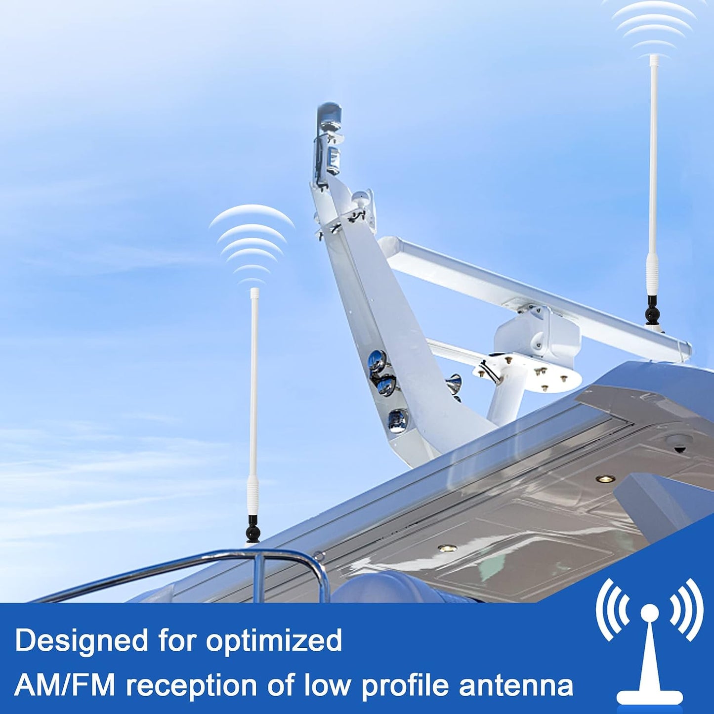 Anina 16 Inch Marine Trailer RV Radio Antenna Rubber Flexible Aerial Mast for Car Truck Boat ATV UTV Caravan Motorhome