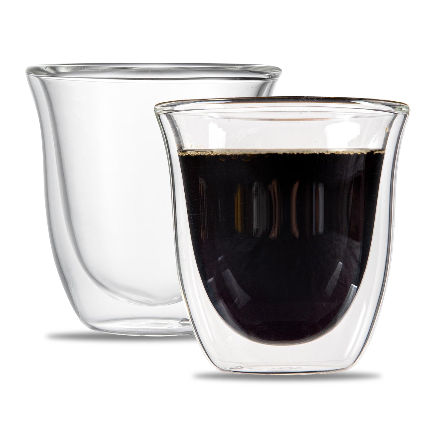 Restaurantware Coffee Cup 12 Pack of 2.72 oz Insulated Double-Wall Glass Borosilicate Coffee Cup Espresso Shot Dishwasher Safe For Hot Drinks