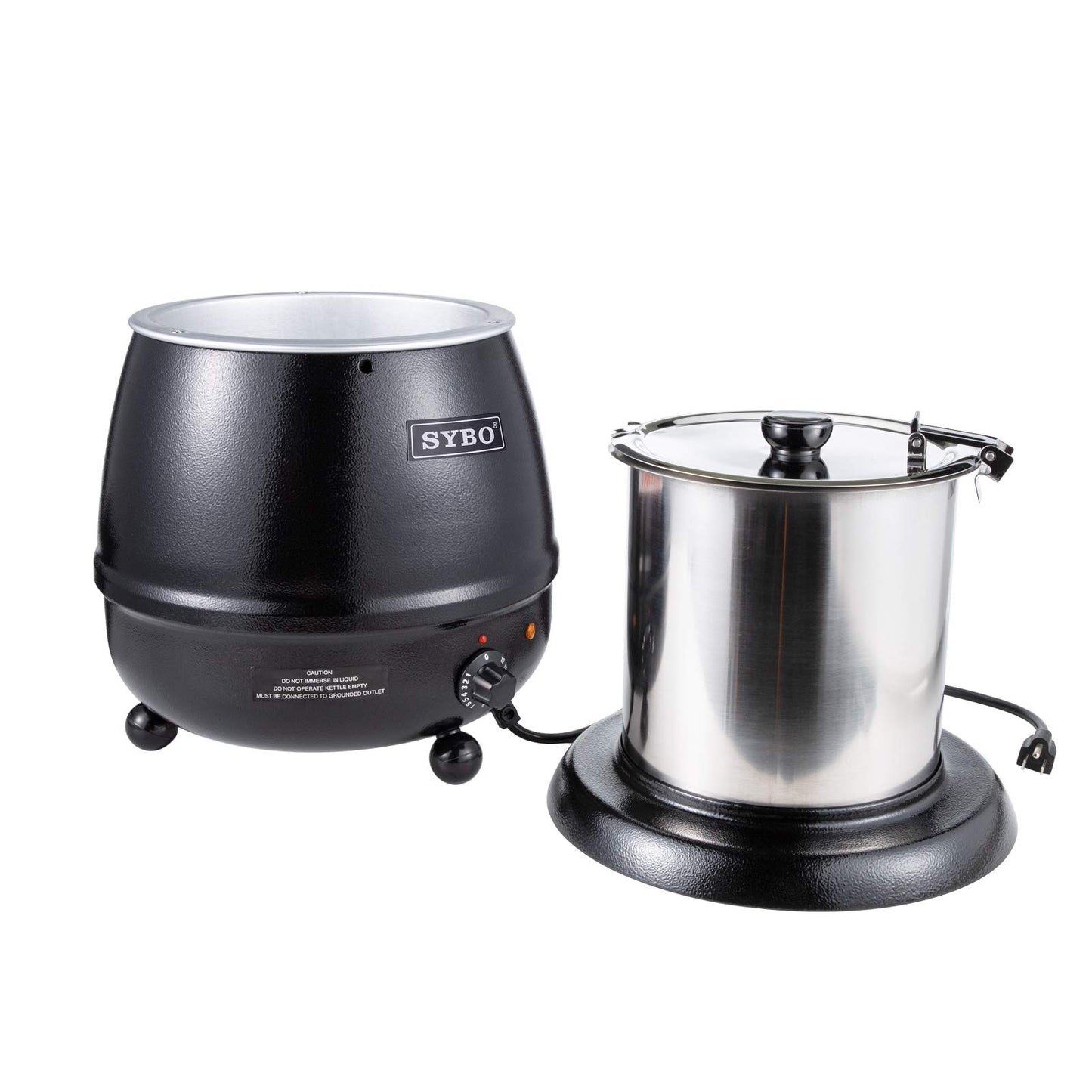 SYBO 500W 2-Bulb Food Heat Lamp & 10.5Qt Soup Kettle w/Lid & Insert Pot, Black