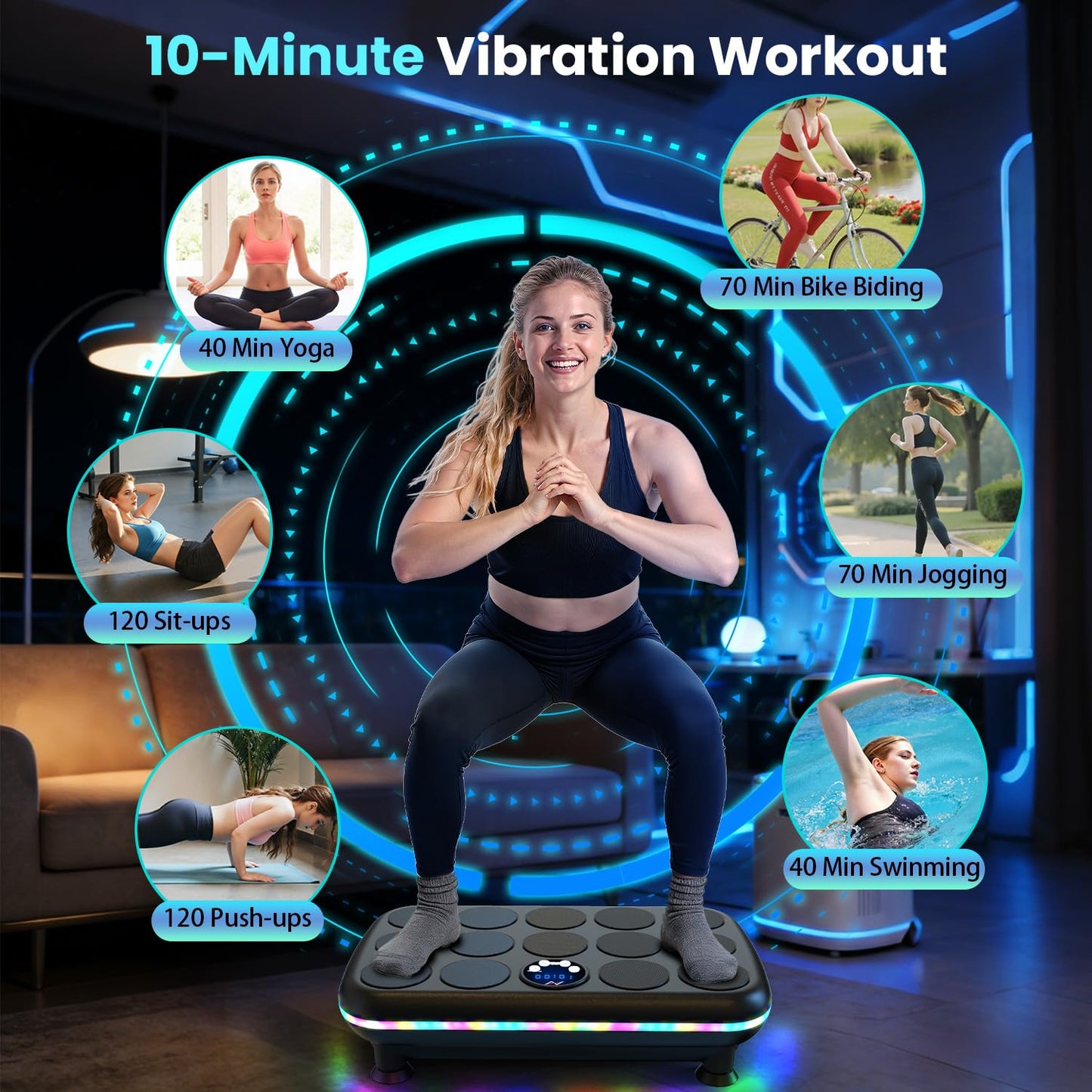 AXV Vibration Plate Fitness Platform Exercise Machine Vibrating Shaking Full Body Shaker Workout Vibrate Stand Shake Board Sport for Weight Loss Fat Burner for Gym Home Office