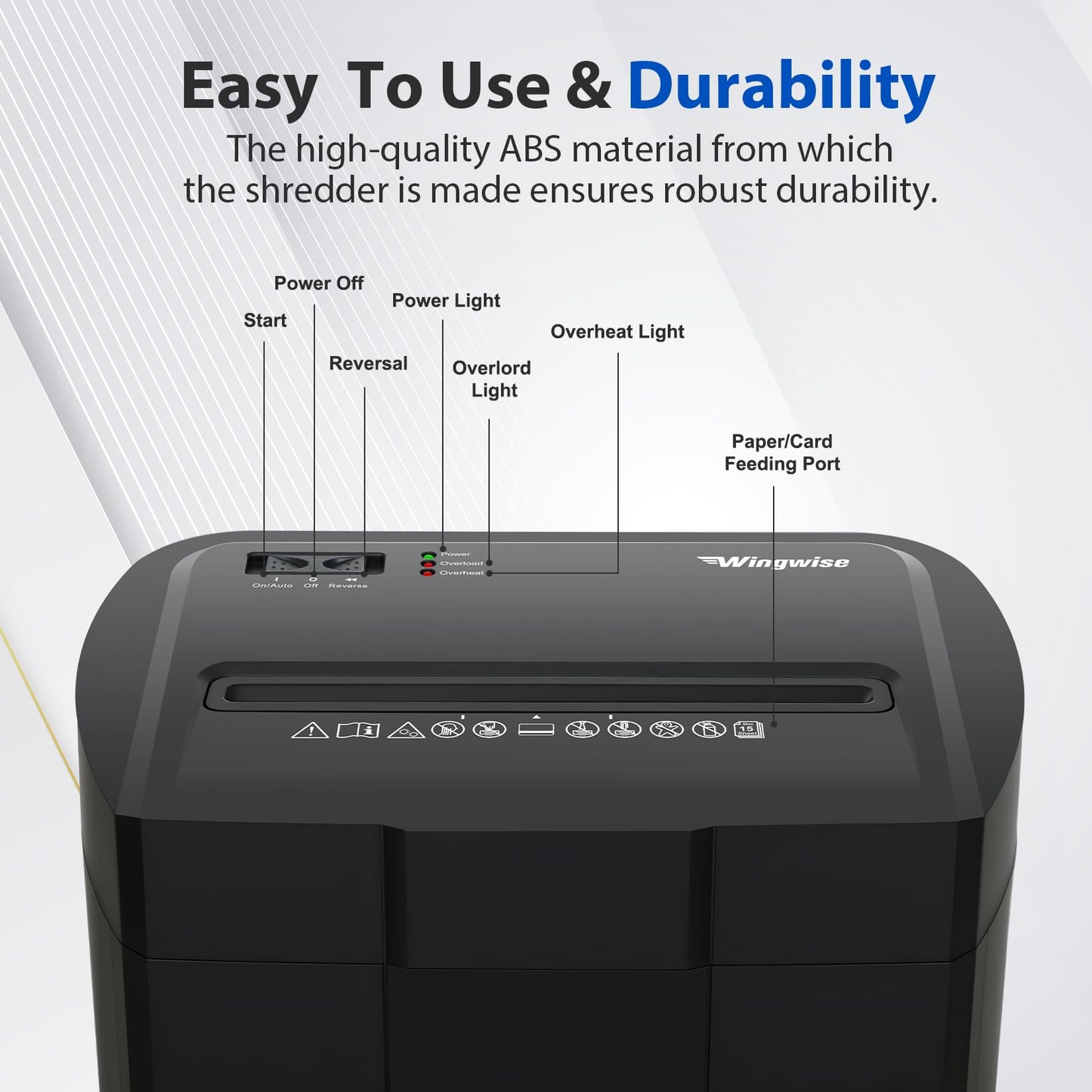 Low Noise 48dB Paper Shredder for Home, 15-Sheet Cross Cut, CD/Credit Card Office Shredder, 4.7 Gallons Wastebasket, P-4 High Security, Black
