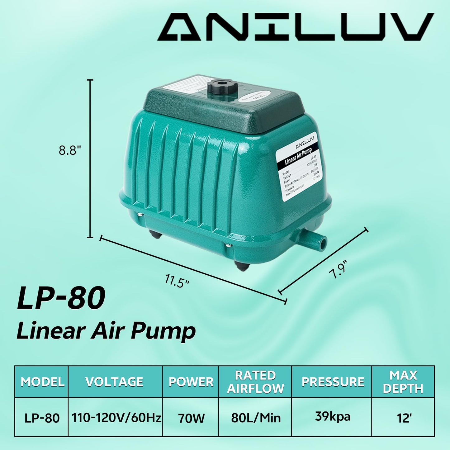 ANILUV LP-80 Septic Tank Linear Air Pump/Pond Aerator