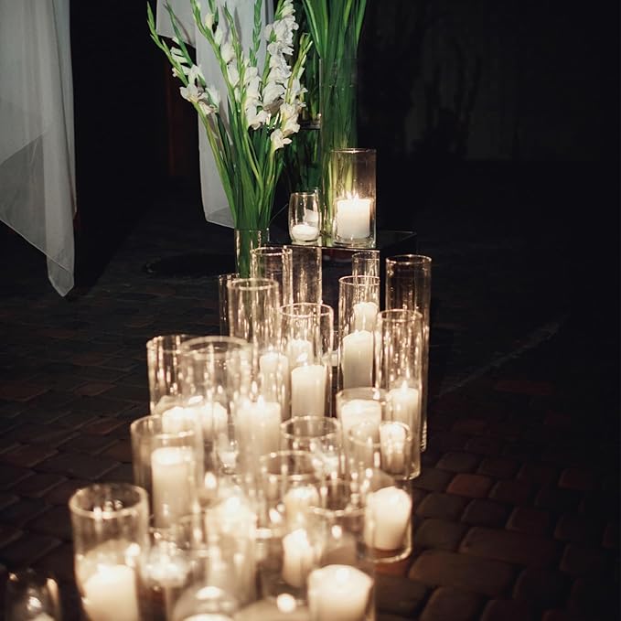 Set of 20 Pillar Candles, Unscented White Wax Pillar Candle with 30 Hours Burn Time, 2x4 Inch, Elegant Decorative White Candles for Weddings, Centerpiece, Home Decor