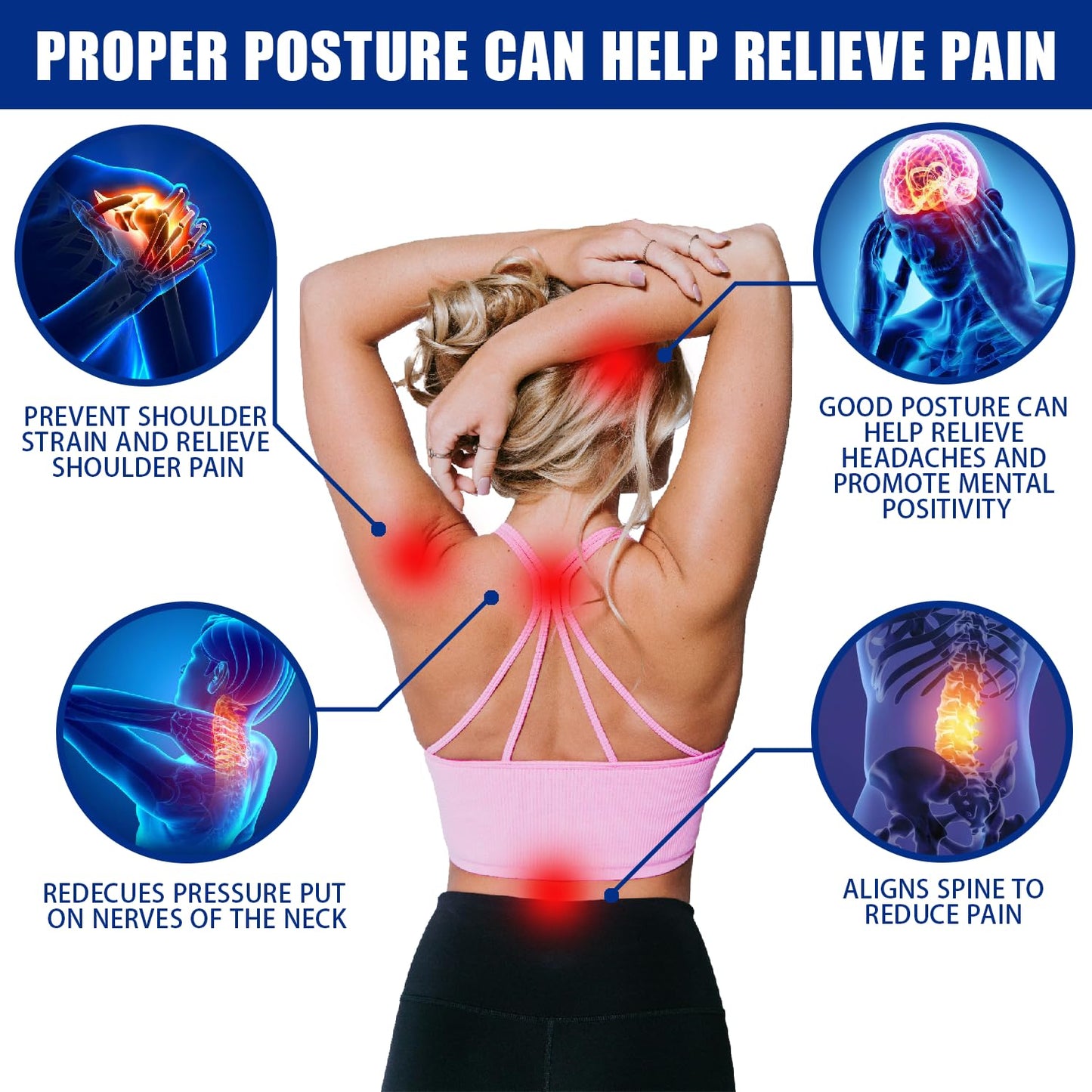Posture Corrector for Women and Men - Adjustable Back Brace for Pain Relief - Enhances Posture and Provides Lumbar Support - Upper and Lower Back Straightener - Breathable Back Support (Black, Large)