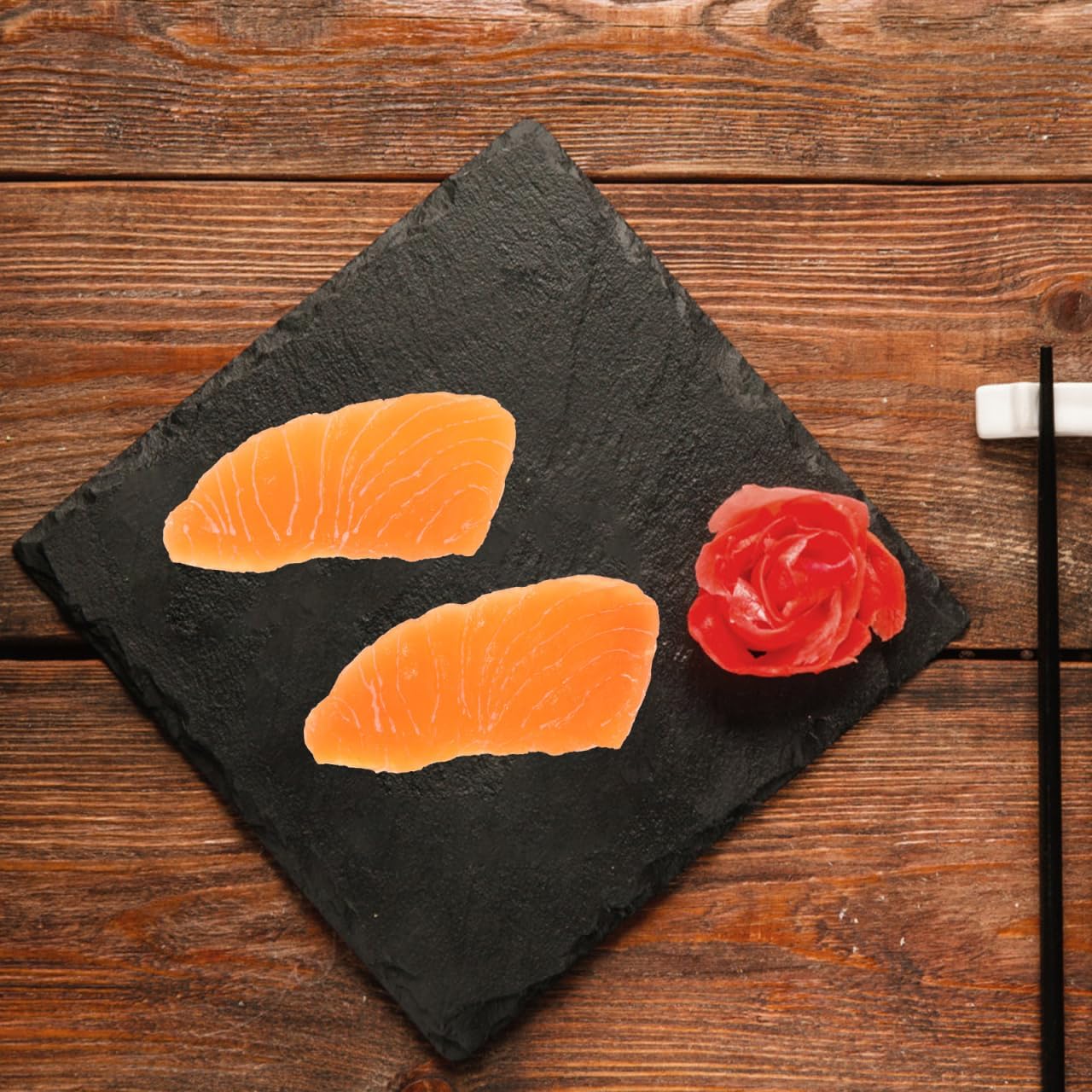 2pcs Garneck Simulated Salmon Slices Fake Food Model Realistic Meat Display Prop for Sushi Shop Restaurant Decor