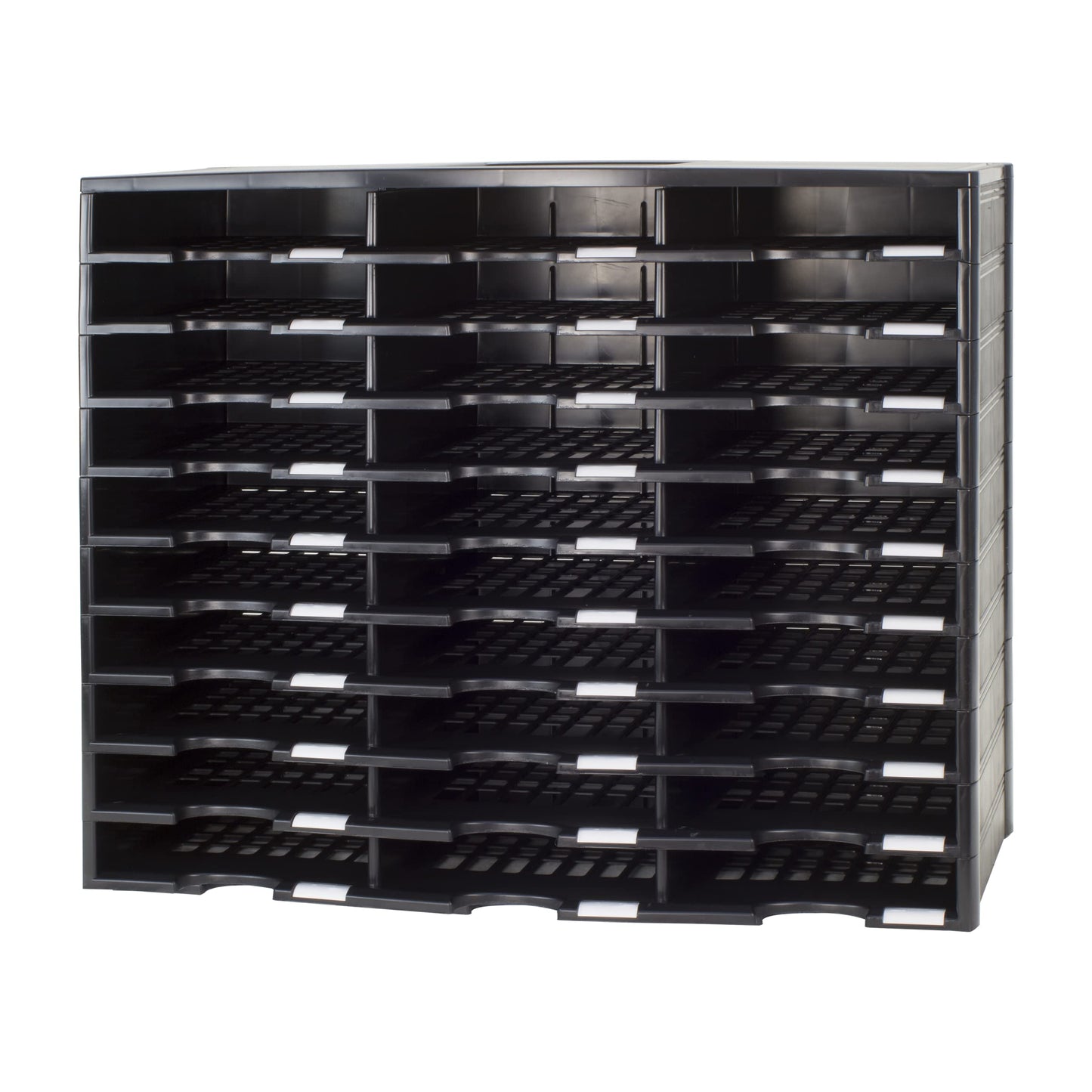 Storex Modular 30-Compartment Literature Organizer, Black