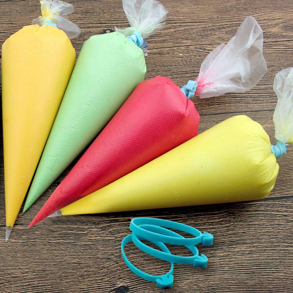 Weetiee Pastry Bag Set - 100 Extra Thick 16-Inch Disposable Piping Bags with 8 Tips & Coupler