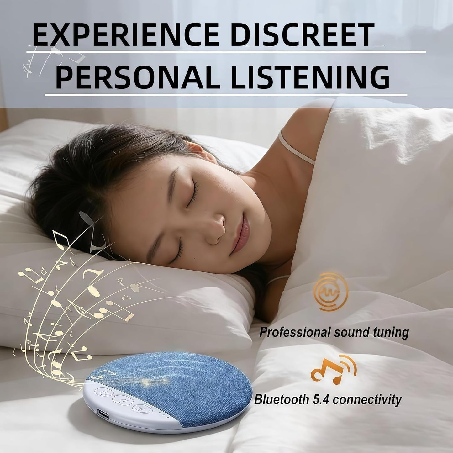 Generic 2026 20-Hour Under Pillow Bluetooth Speaker for Sleeping, New Wireless Sleep Sound Pillow Speaker with White