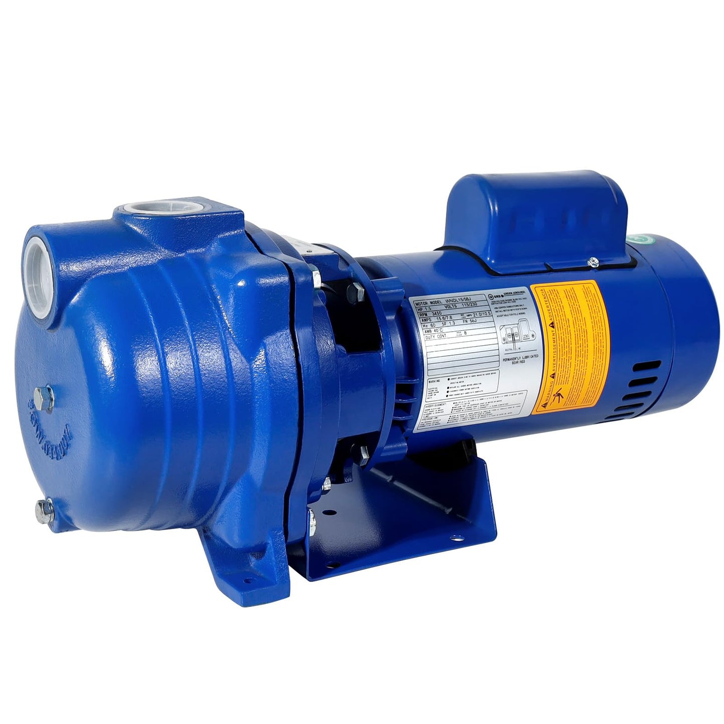 WASSERMANN Centrifugal Pump 1.5 HP, 66GPM Shallow Well Jet Pump 115V/230V Self-Priming Centrifugal Pump Durable Cast Iron Booster Pump for Lawn Sprinkler, Garden Irrigation, Replacement for GT15, Blue