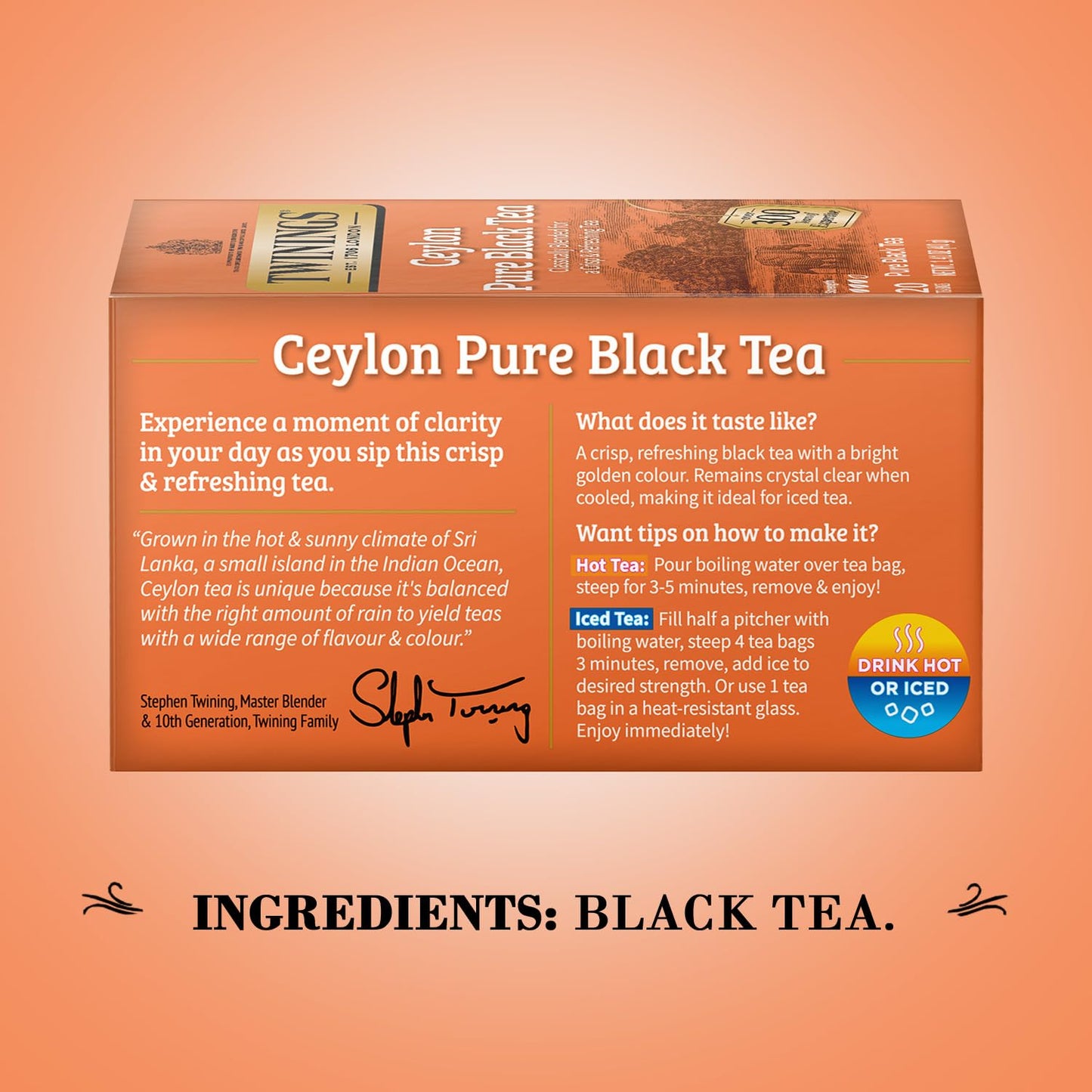 Twinings of London Ceylon Orange Pekoe Tea - Premium Quality | Box of 20 Tea Bags