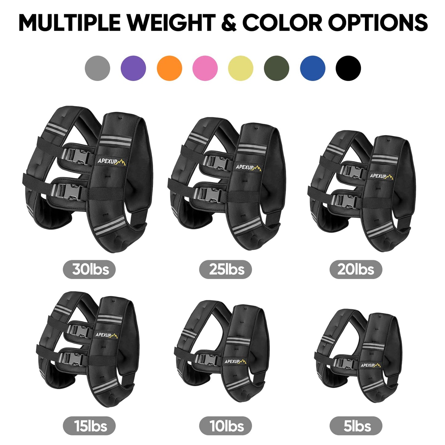 APEXUP 15lbs Weighted Vest Men Women, Weight Vest for Women Workout Equipment for Strength Training Running (Black)