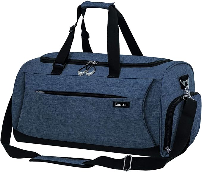 Kuston Sports Gym Bag with Shoes Compartment &Wet Pocket Gym Duffel Bag Overnight Bag for Men and Women