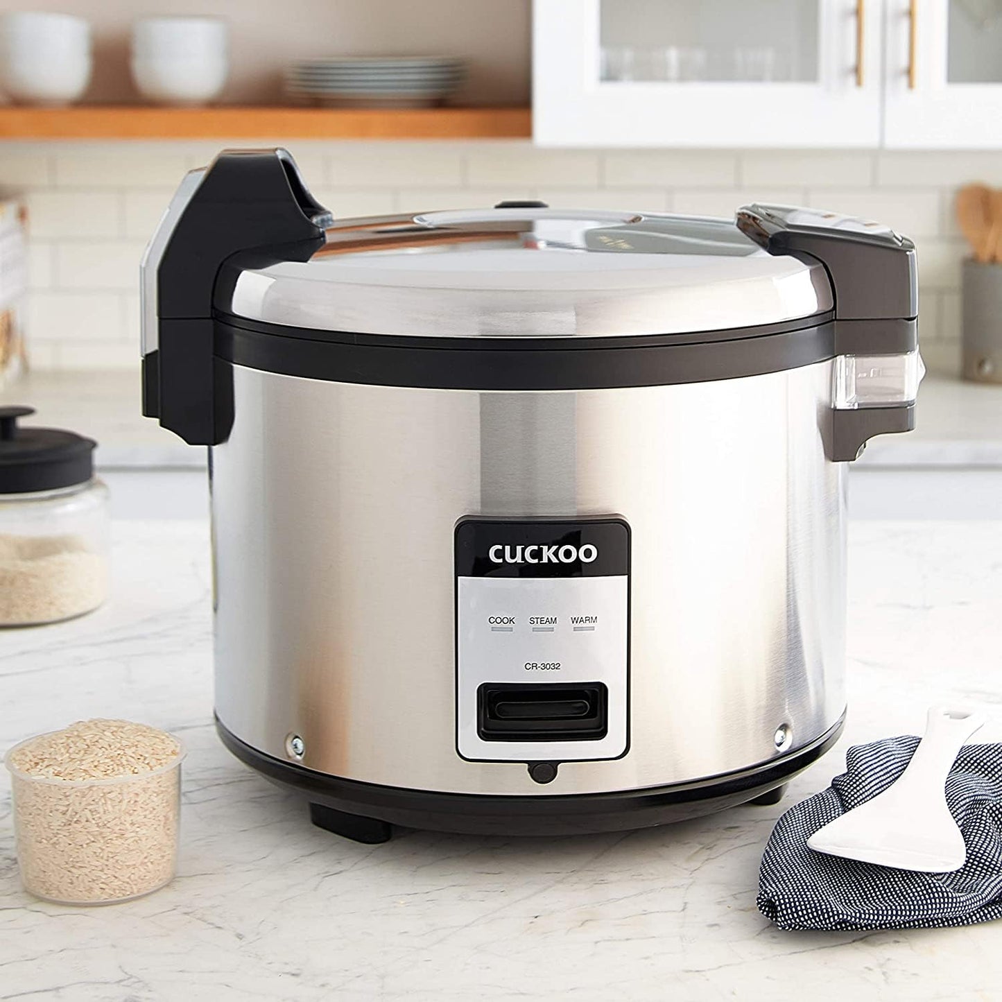 CUCKOO Commercial Rice Cooker & Warmer, Extra Large Rice Cooker 30-Cup Uncooked / 60-Cup Cooked, Professional Industrial Grain Cooker with Large Capacity, Easy One-Touch Operation, Silver (CR-3055)