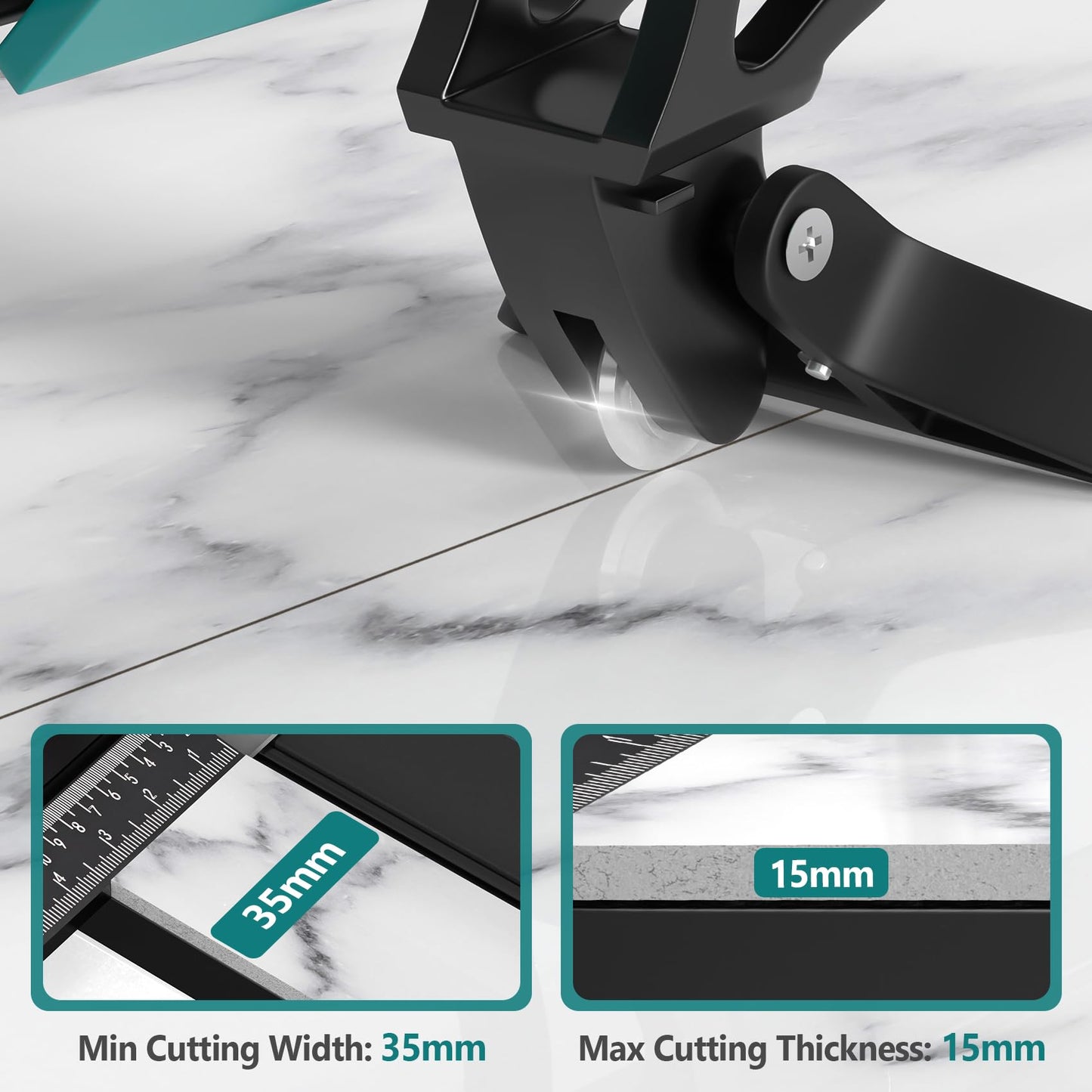 Seeutek Tile Cutter - 48 inch Professional Manual Porcelain Ceramic Tile Cutter, Double Rails Design Tile Cutter Tool, with Extra Tungsten Cutting Wheel and Laser Positioning
