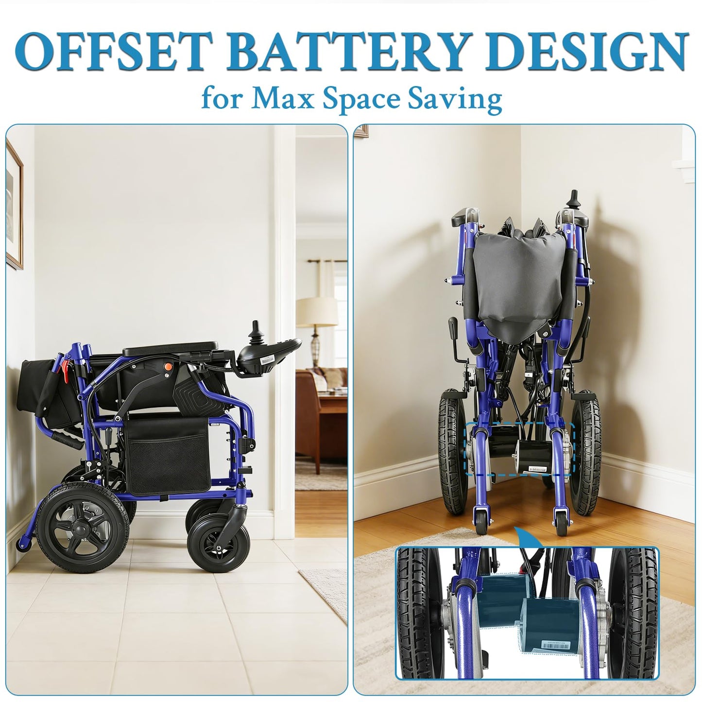 YF001 Zygenair Electric Wheelchair 330Lbs Capacity Durable Electric Wheelchairs for Adults, Lightweight Motorized Wheelchair with 12Ah Lithium Battery, Foldable Power Wheelchair (Purple, Standard)