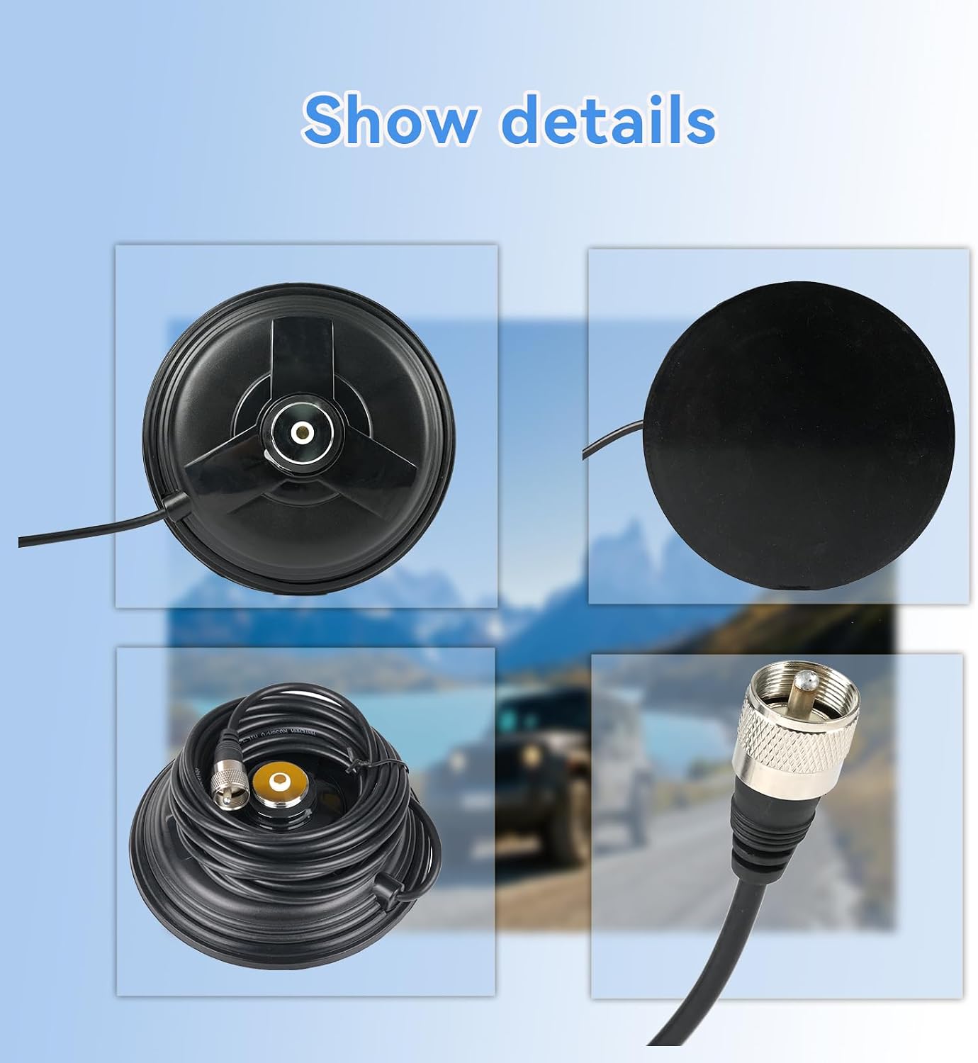 Retevis 16.4ft SL16.J,150mm Radio(1 Pack) Mobile Antenna Magnetic Mount Base with NMO Connector,Mobile Radio Antenna