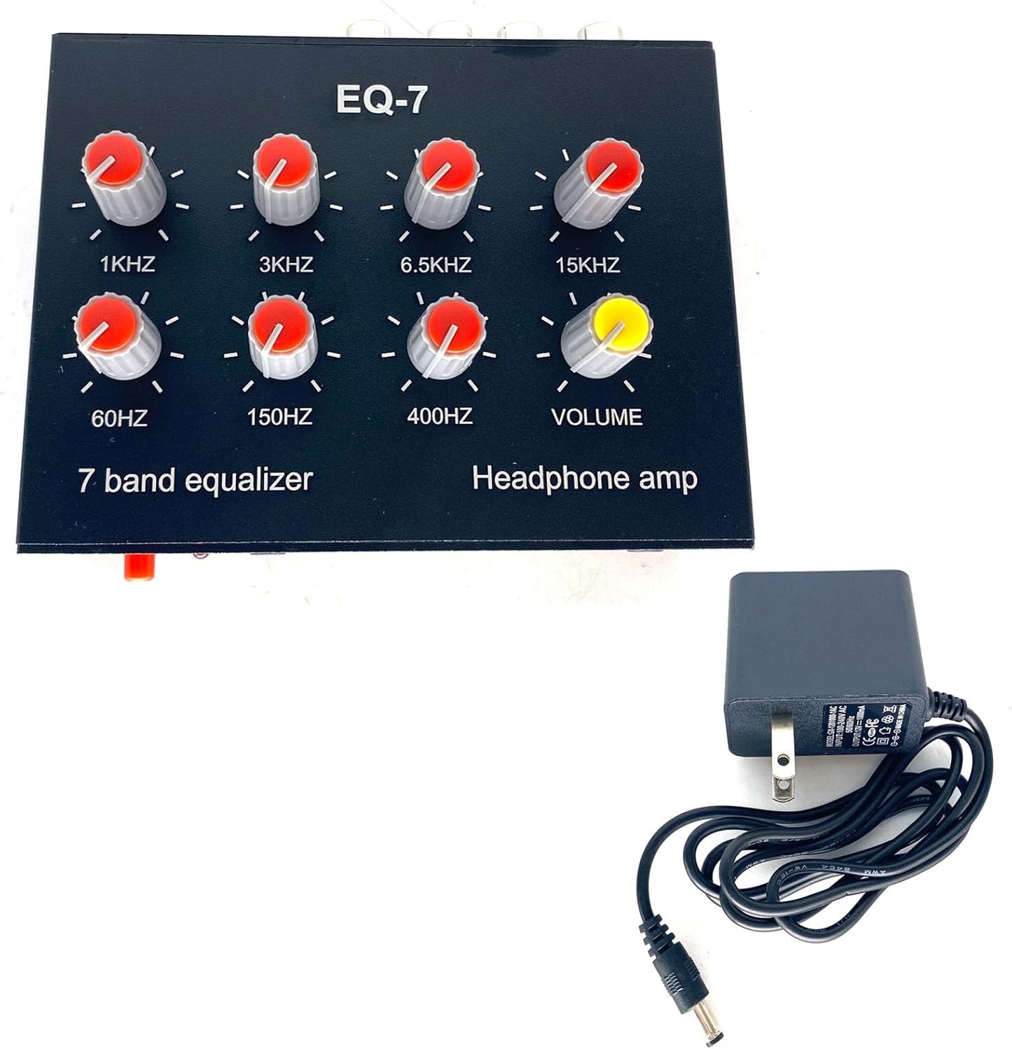 Cywhrvzsf EQ-7 Headset 7-Band 2 +12V Audio Signal Amplifier EQ Equalizer Channel Digital Sound Equalizer Power Adapter