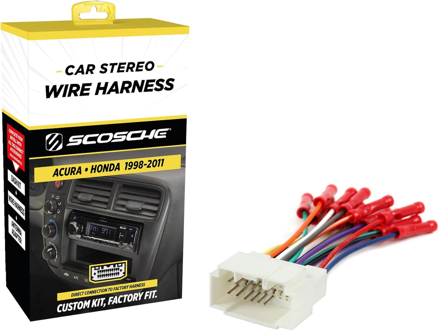 HA08BCB 1998-11 Scosche Aftermarket Radio Wiring Harness with Crimp Connectors for Select Acura and Honda - Aftermarket