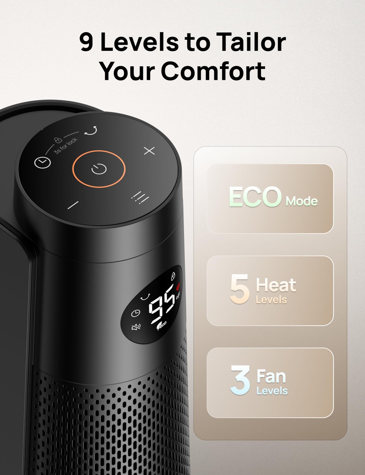 DREO Space Heater Large Room, 30" Electric Heaters with Remote, 120° Oscillation, Adjustable Thermostat, 5 Heat & 3 Fan levels, 8 Safety Protections, 25dB Quiet, 1-12H Timer, Heater for Office, Black