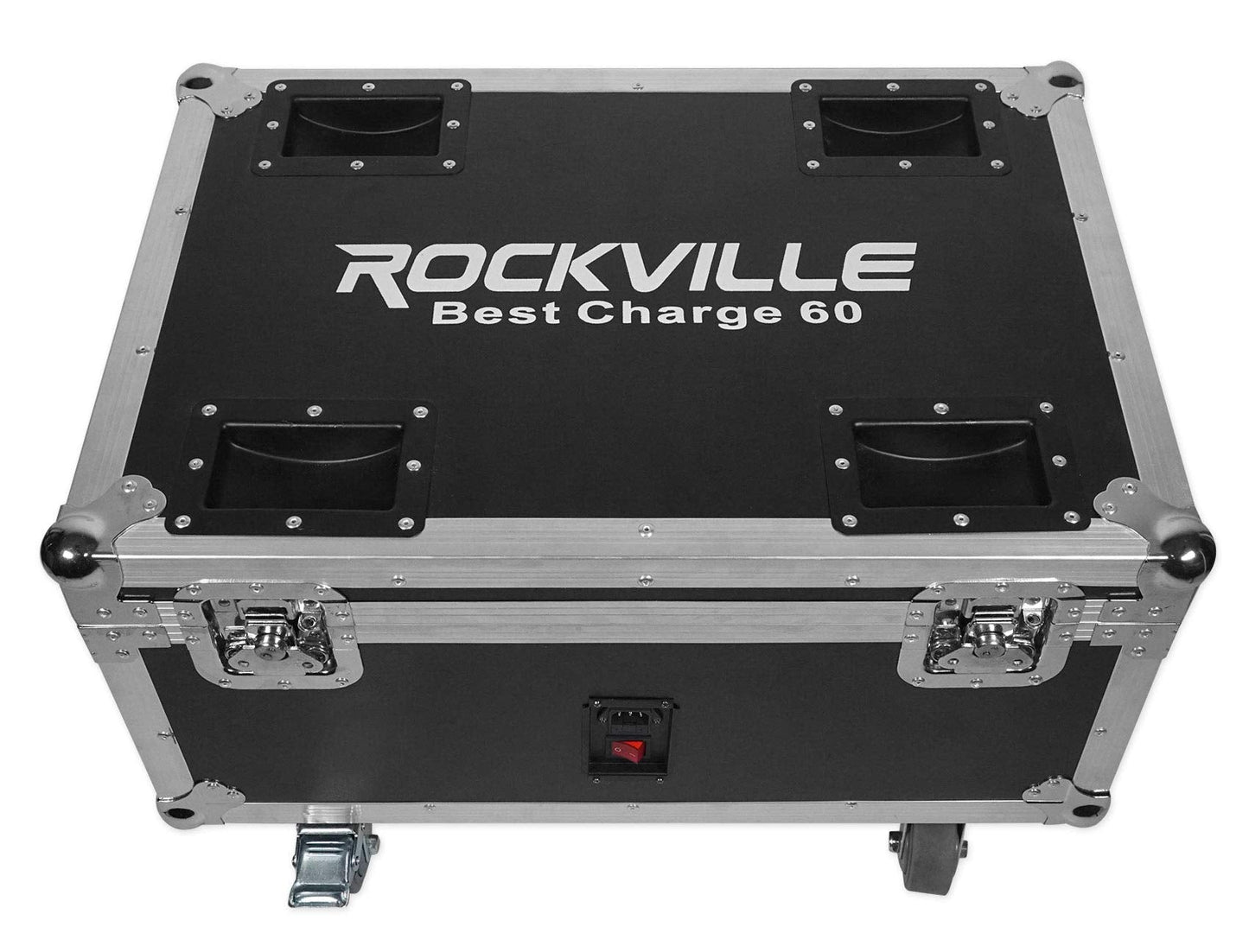 Rockville Best Pack 60 (6) Black 54W Battery Wash Lights, RGBWA+UV, Wireless DMX, Charging Case, Long-Life Battery, LCD Display, for DJs and Events