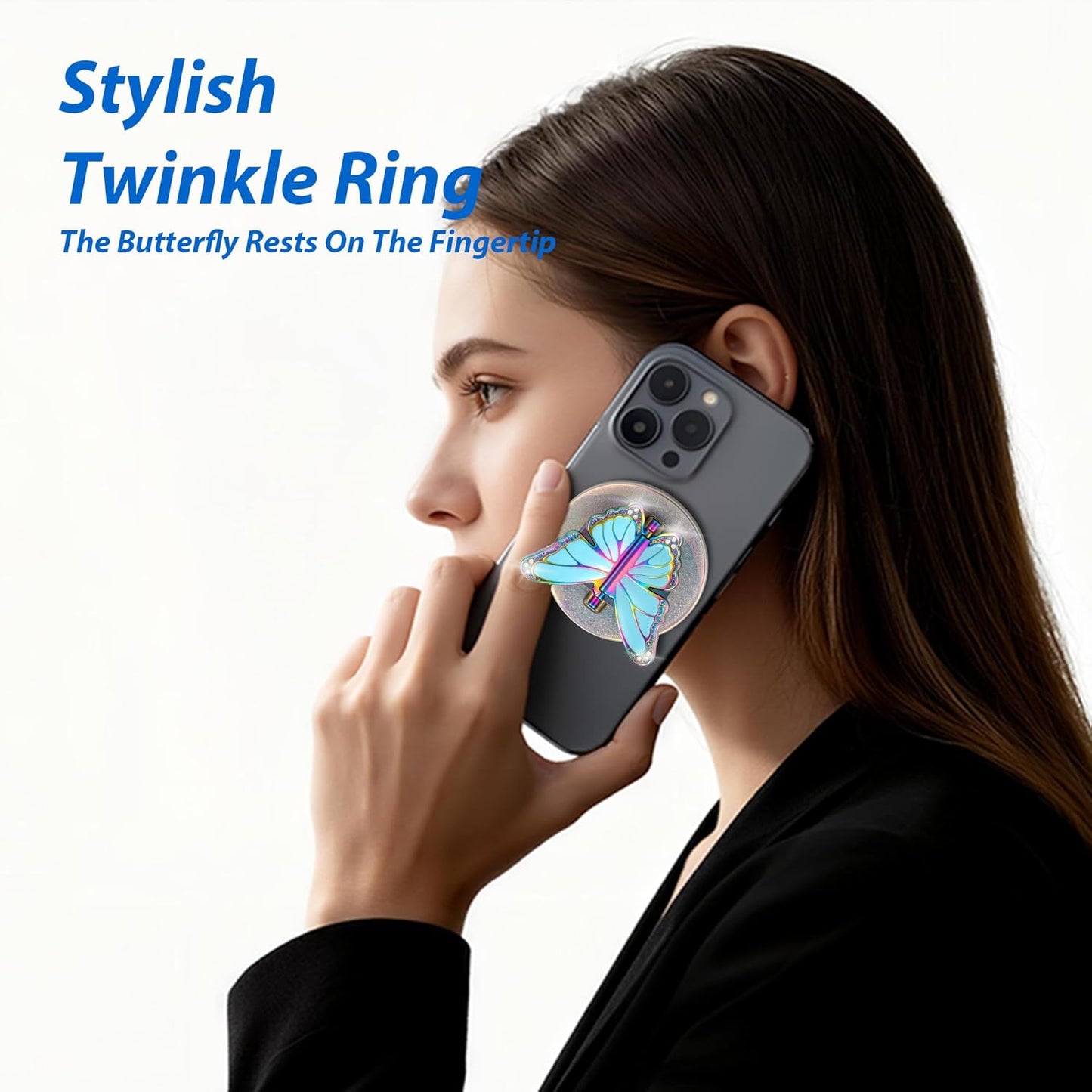 BANGMANG [2026 17 16 15 14 13 12, All-New] for MagSafe Butterfly Phone Grip, Magnetic Butterfly Phone Ring Holder