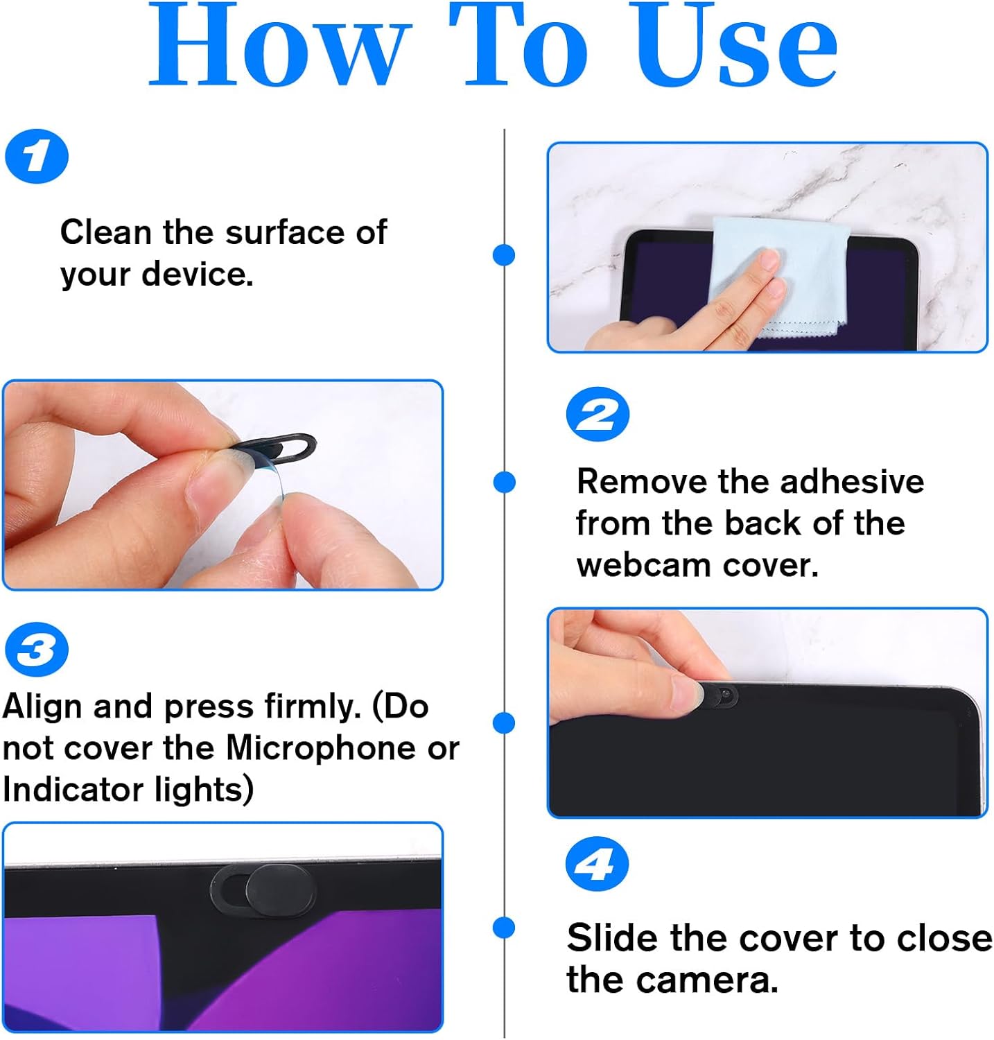 Larrel 50 Pcs Webcam Cover, Black Practical Laptop Camera Cover Small Portable Phone Camera Covers for Compute Cell