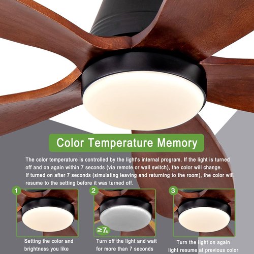 KENSID 36 Inch Wood Ceiling Fans with Lights and Remote, Modern Ceiling Fan with Light, 5 Blades, Dimmable, Wall Switch, Reversible DC Motor, Memory Function, Indoor Outdoor for Bedroom Patio
