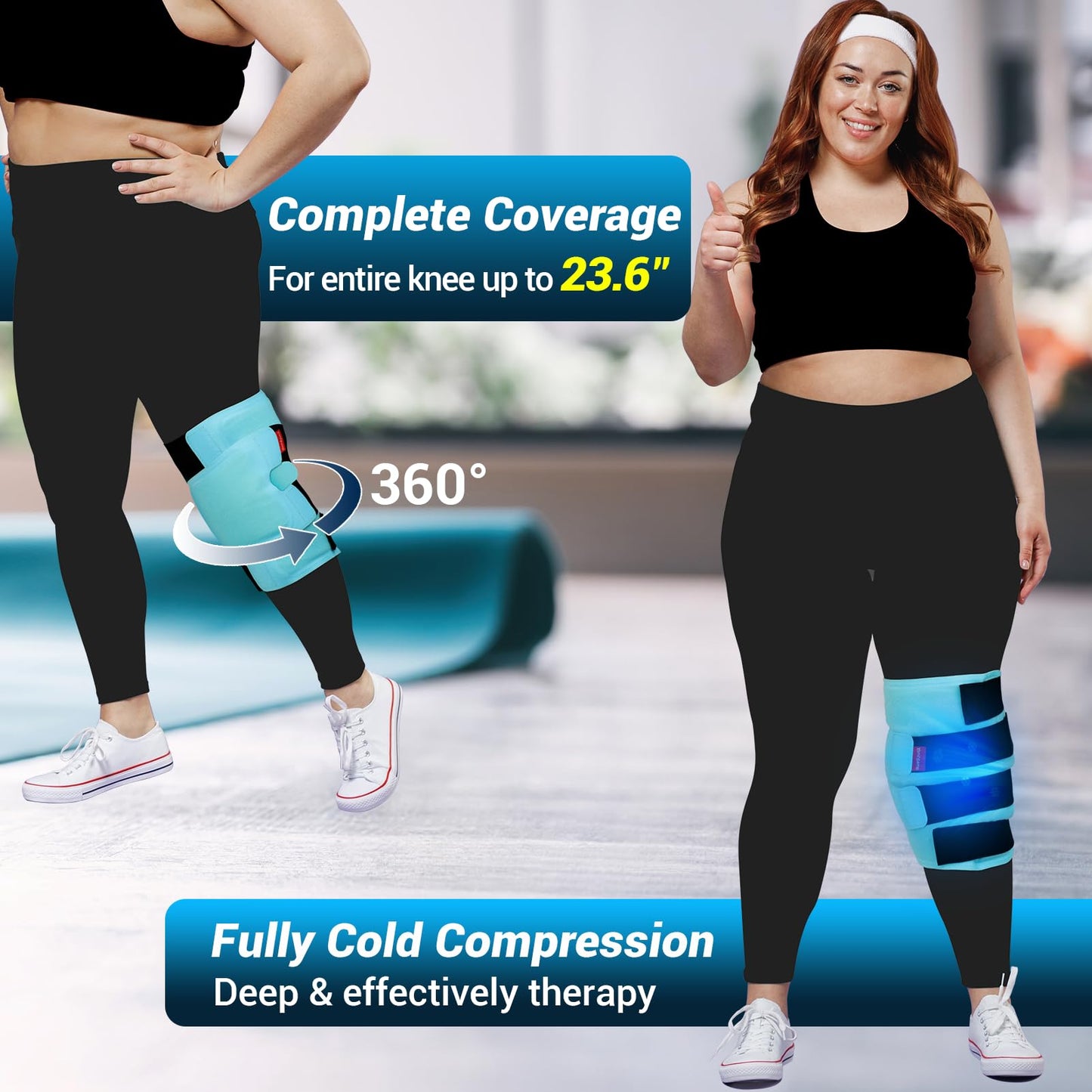 Comfytemp Large Knee Ice Pack Wrap Reusable Gel, FSA Eligible HSA, Knee Cold Compression Brace for Injuries, Pain Relief, Replacement Recovery, Arthritis, Surgery, Women Gift, Fathers Day Dad Men Gift
