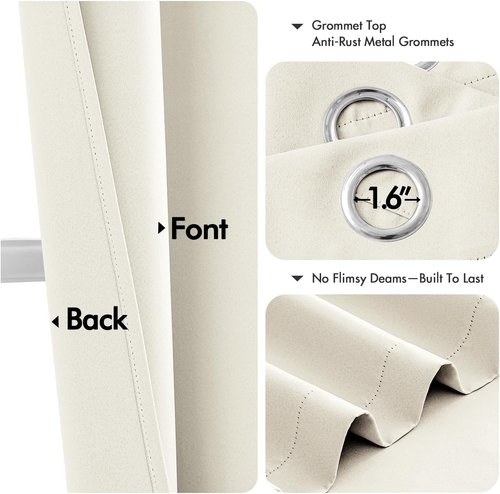 MIULEE Blackout Curtains - Thermal Insulated Room Darkening Drapes | 45-Inch Grommet Panels, Noise Reduction