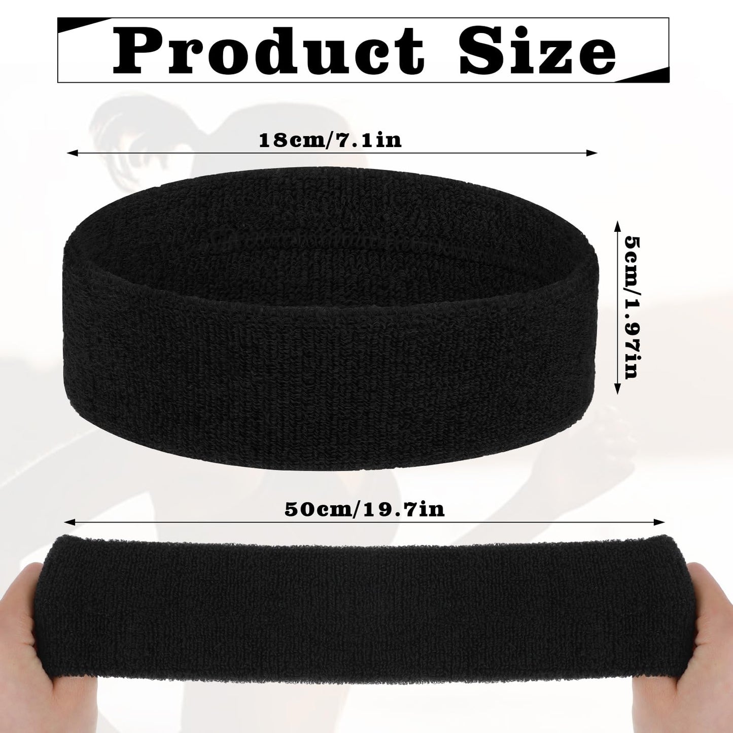 DOPENSPI 4PCS Sweat Band, Black Sweatbands Sport Headband for Men Women Polyester Moisture Wicking Head Band for Athletic Exercise Running Tennis Basketball Yoga Fitness Working Out