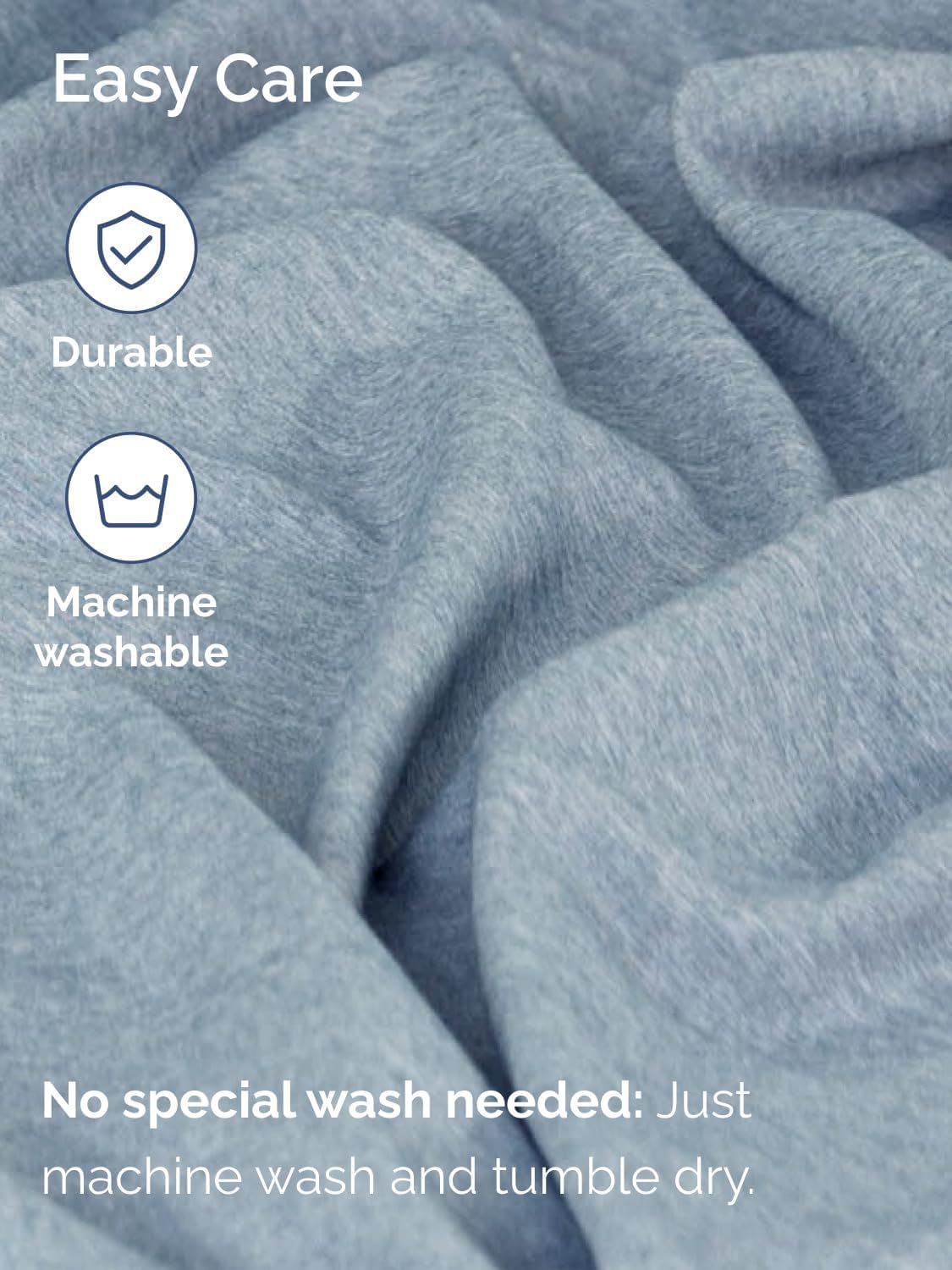 Skiennix Extra Deep Split King Sheet Set - 7 Piece Breathable Cooling Bedding - Soft Wrinkle-Free Heathered Blue