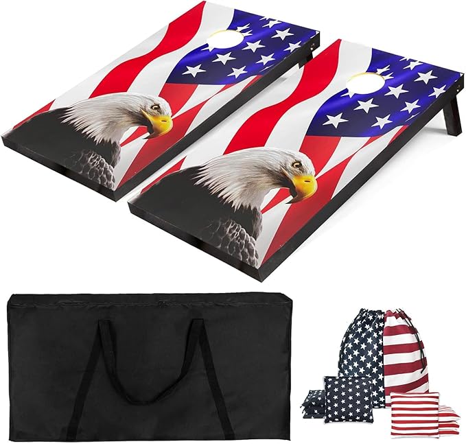 PetGirl Wood Cornhole Boards Set, Indoor & Outdoor Corn Hole Games for Adults Kids, Corn Hole Sets with Carry Case & 8 Bean Bags, Toss Game for Yard, Backyard, Beach