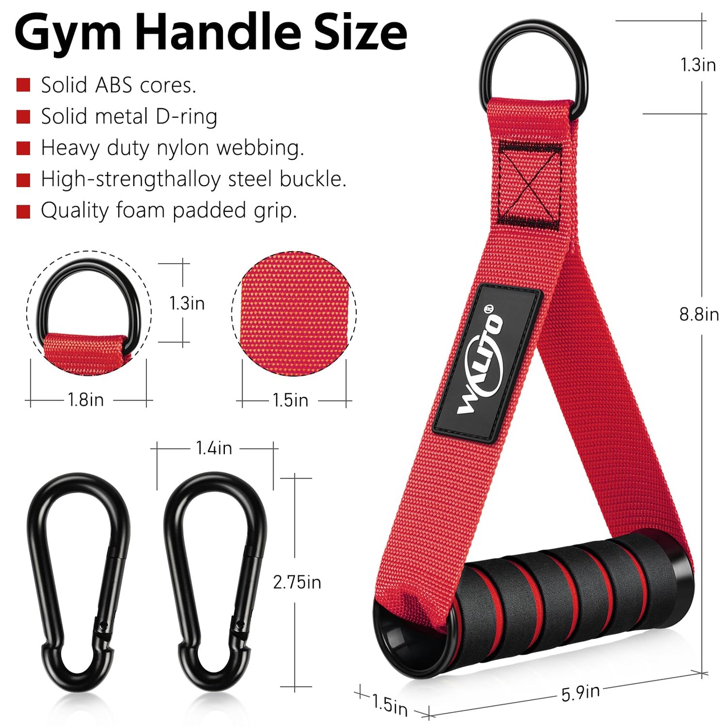 WALITO Exercise Handles, Replacement Cable Machine Attachments for Home Gym Equipment, Pulley System, Pilates, Resistance Bands, Strength Trainer, Heavy Duty Working Out Handles Accessories