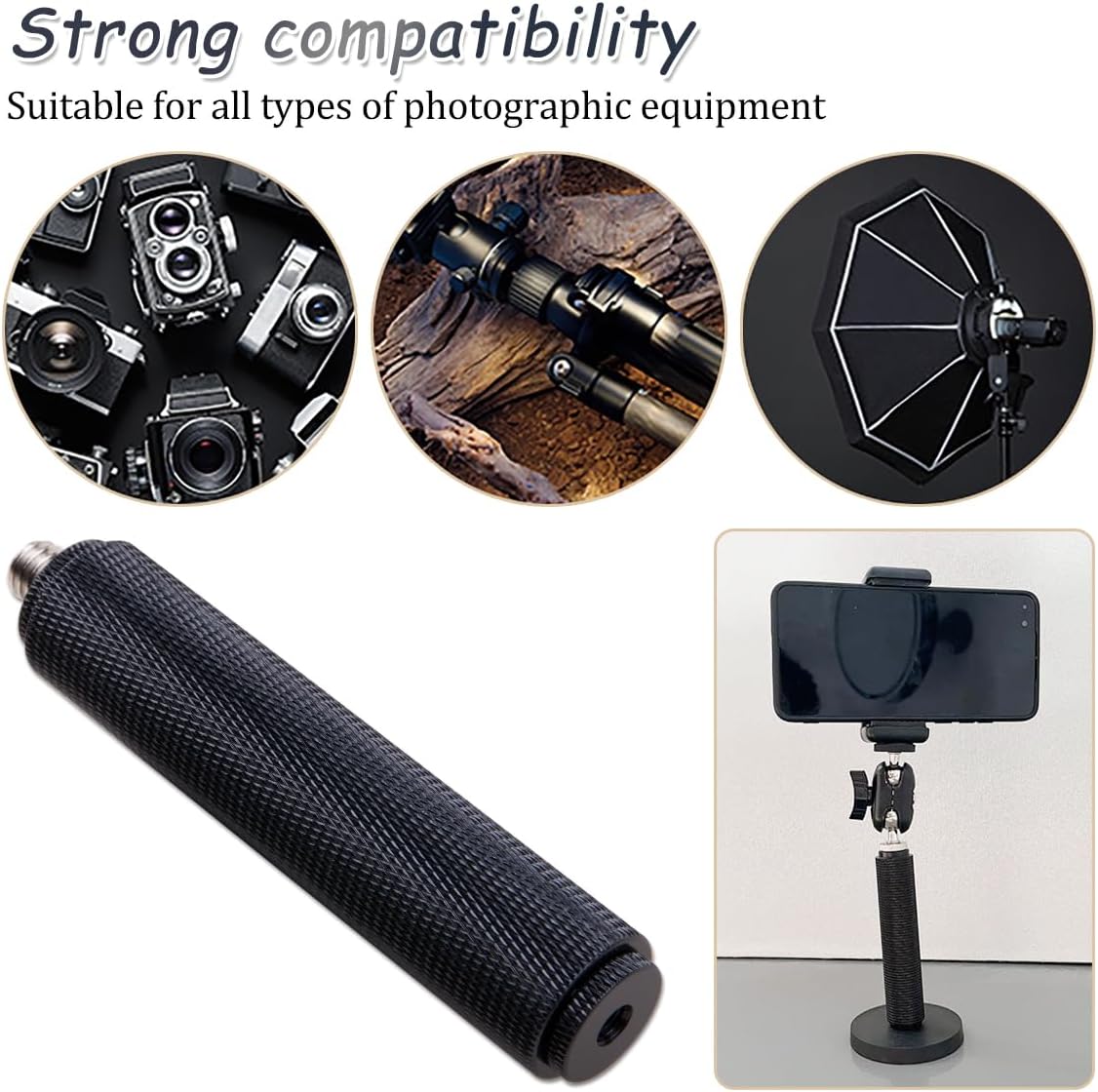 ZORZA 1Pcs 1/4" 3/8" Multi-Functional Camera Handle Grip Photography Videography Stabilizer with & Screw Essential