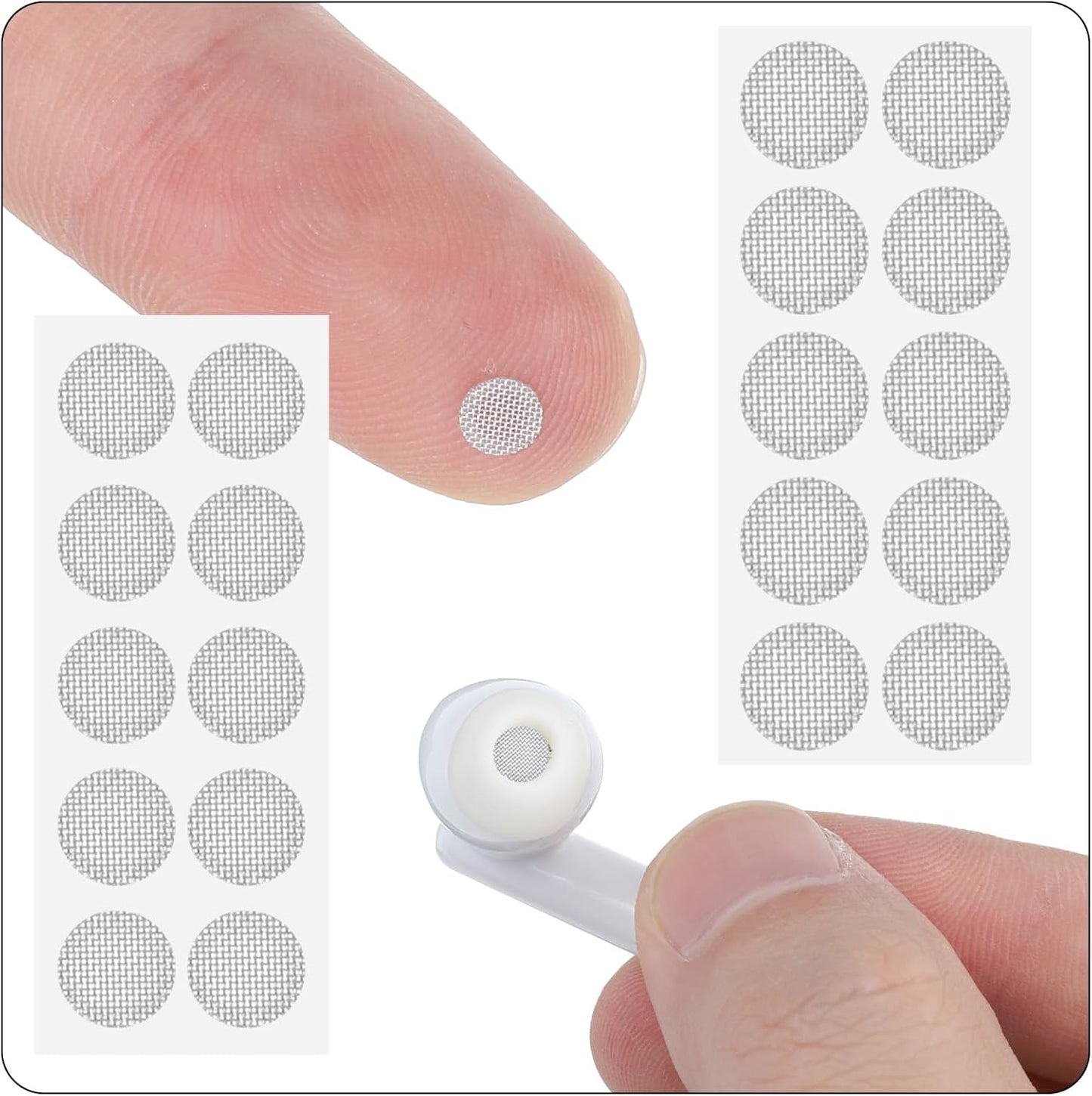 Macuezu 40 Filter(4mm, 4.2mm, 4.7mm, 5mm) Pcs Earbuds Dust Filter Replacement Kit with Tweezers, Anti-Dust Mesh
