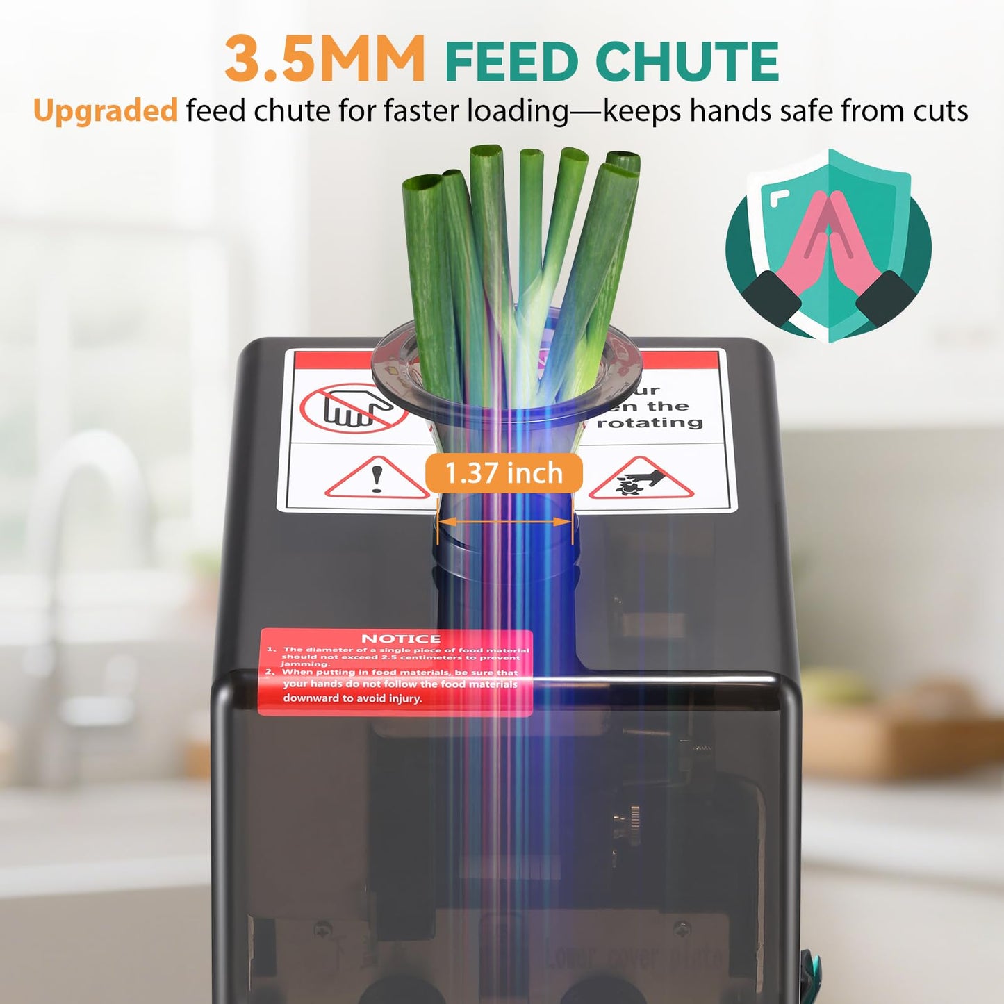 Newhai Commecial 2.3mm Spring Onion Shredder, Electric Scallion Shallot Vegetable Shredder 110volt for Chili Green Beans Garlic Shoots Celery Home & Restaurant