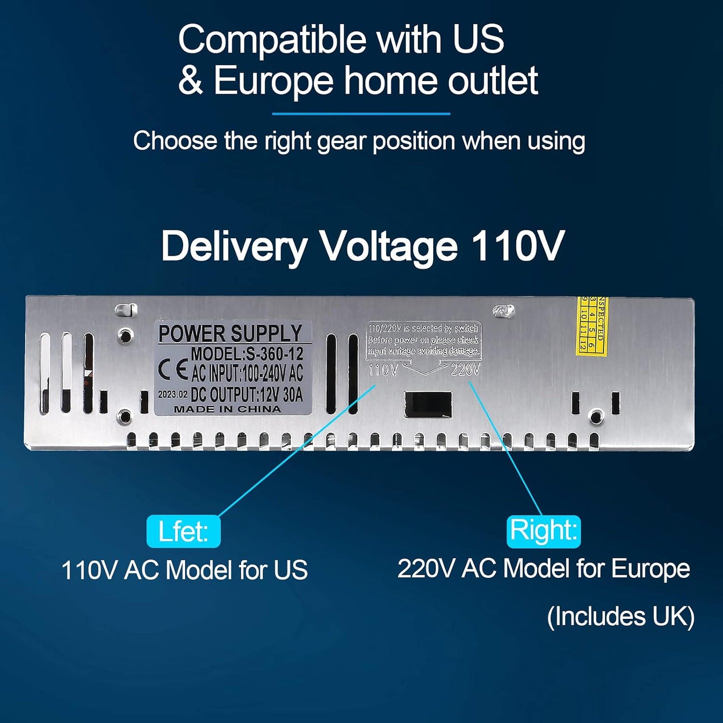 12V 30A 360W 12 30 110V 240V 3D Power Supply Transformer Adapter AC to DC Adapter Volt Amp Switching Power Supply