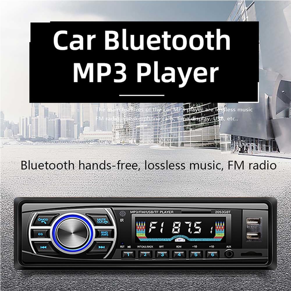 VIGORWORK 12V/24V MP3 1DIN 2USB/SD/MMC Car Radio Bluetooth Car Player OLED Color Screen Turner Aux-in Support