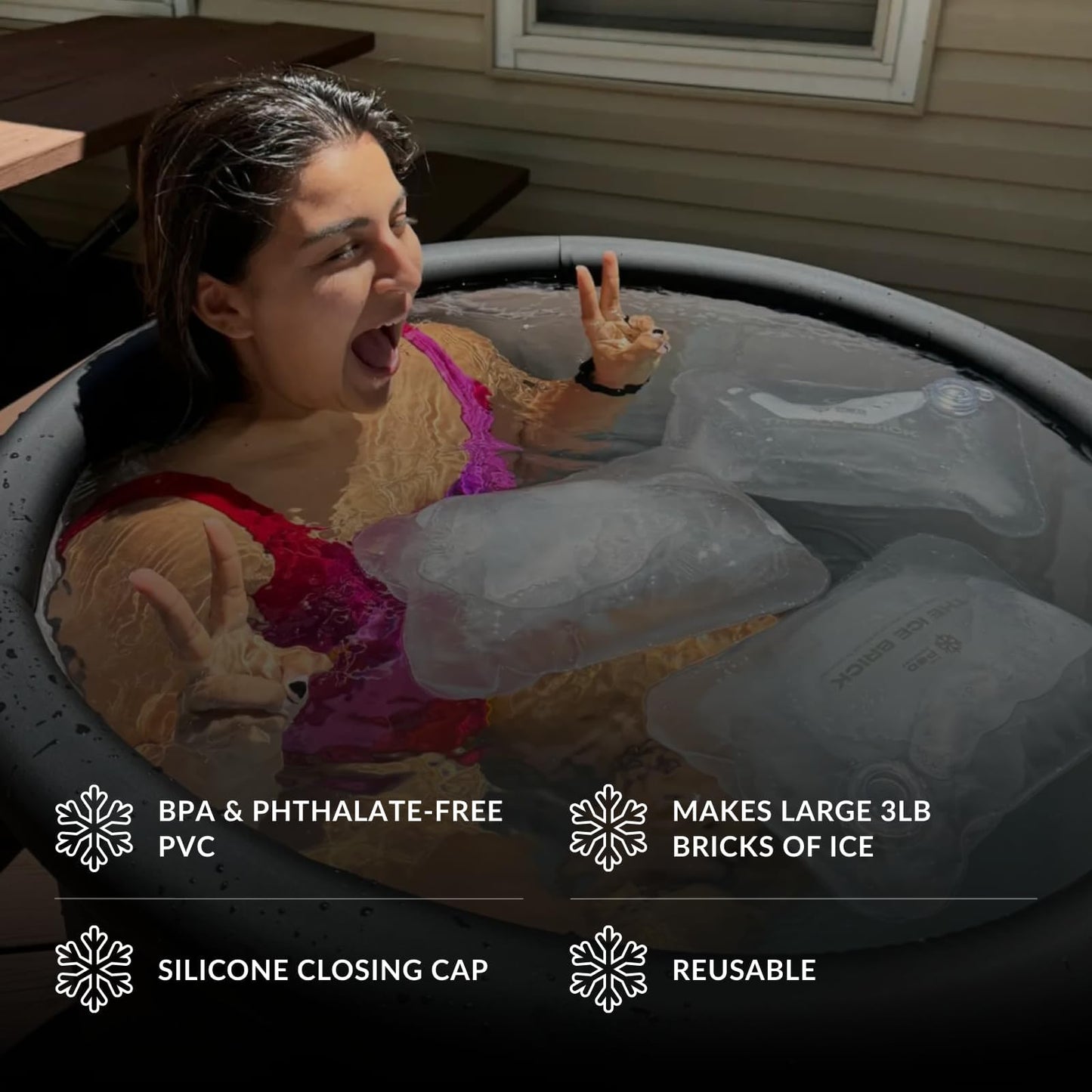 6-Pack Ice Brick, Reusable 3 lb Ice Blocks for Cold Plunge, Long-Lasting Cooling for Colder Water Longer, Durable Refillable Ice Bricks, Fill to 90% Max, The Pod Company
