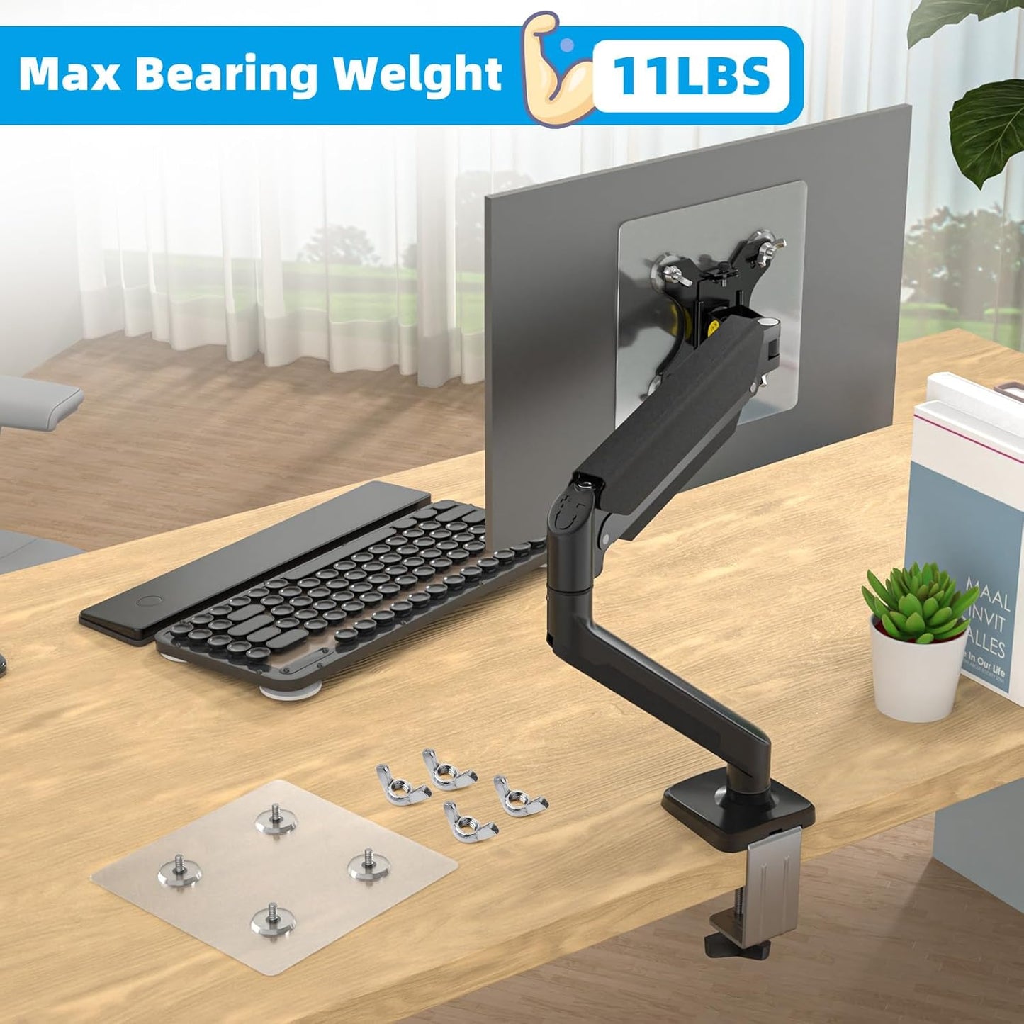 WEARSON 100x100 mm 24,27,32 inch 11-22lbs Non VESA Monitor Mount Adapter - VESA Adaptor Mount for Monitor Without Holes
