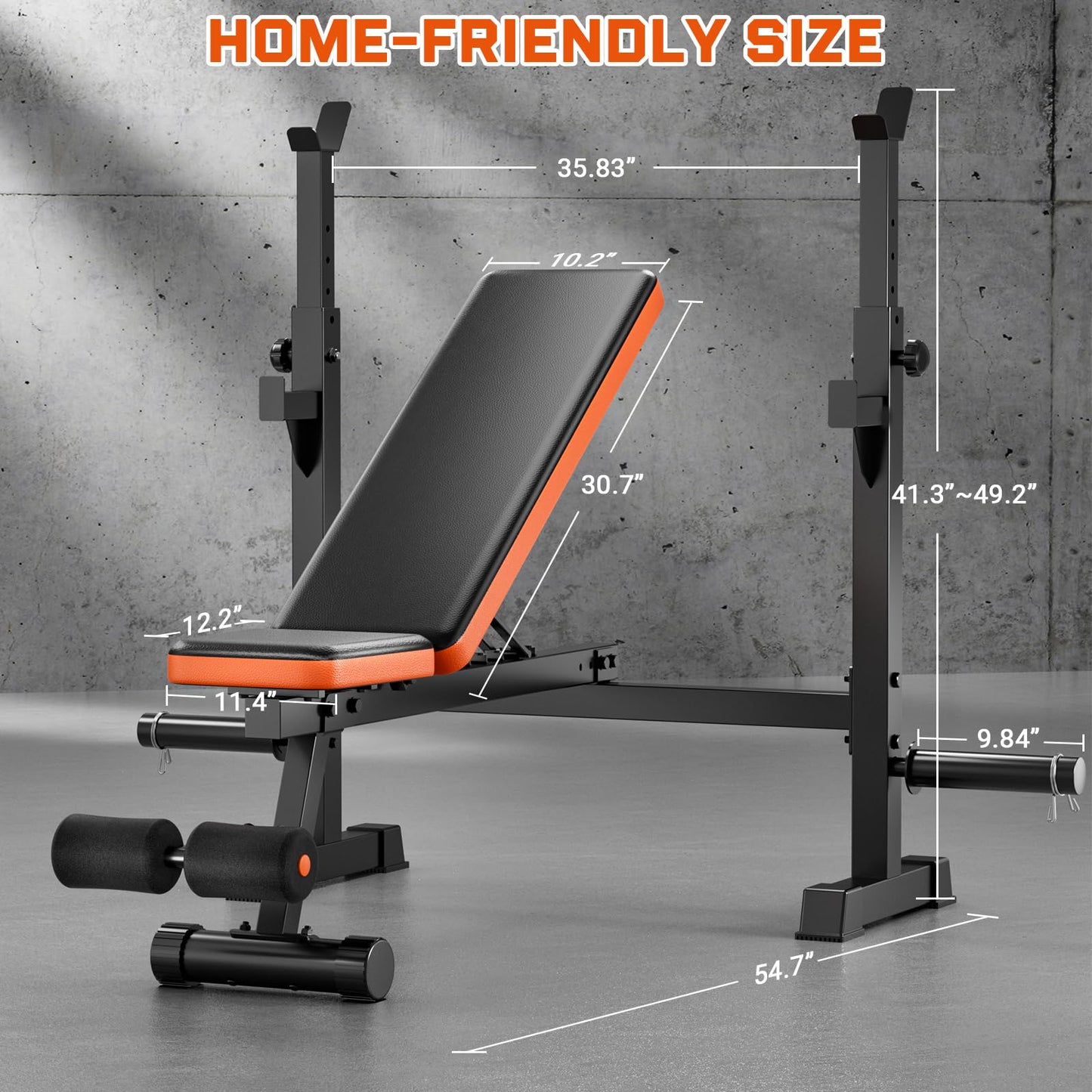Adjustable Weight Bench with Squat Rack, 770lbs Heavy Duty Olympic Bench Press for Home Gym, Multi-Function Flat Incline Workout Bench Family Strength Training with Removable Foot Catch (Weight Bench Set+2*10LBS+2*25LBS Plates)