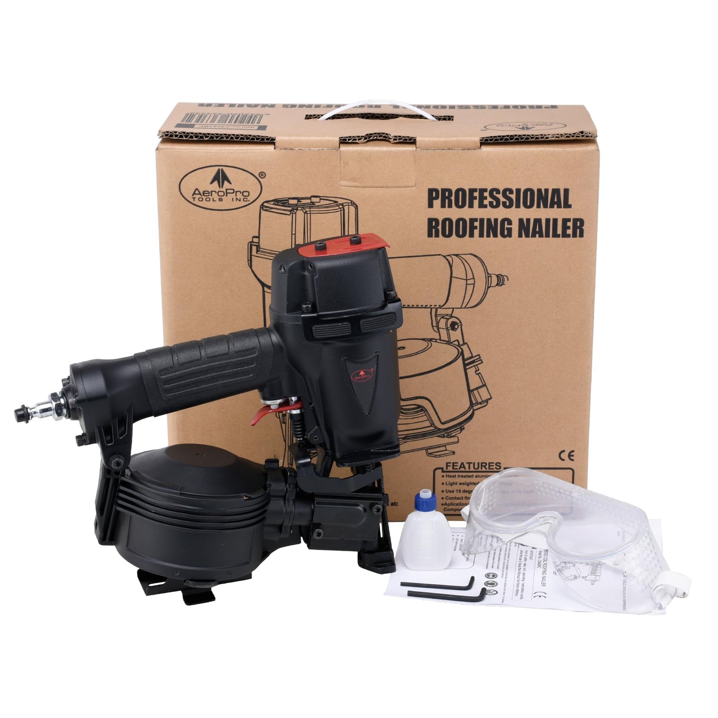 AEROPRO TOOLS Roofing Nailer 15 Degree Coil Roofing Nails 3/4-Inch up to 1-3/4-Inch CN45RC