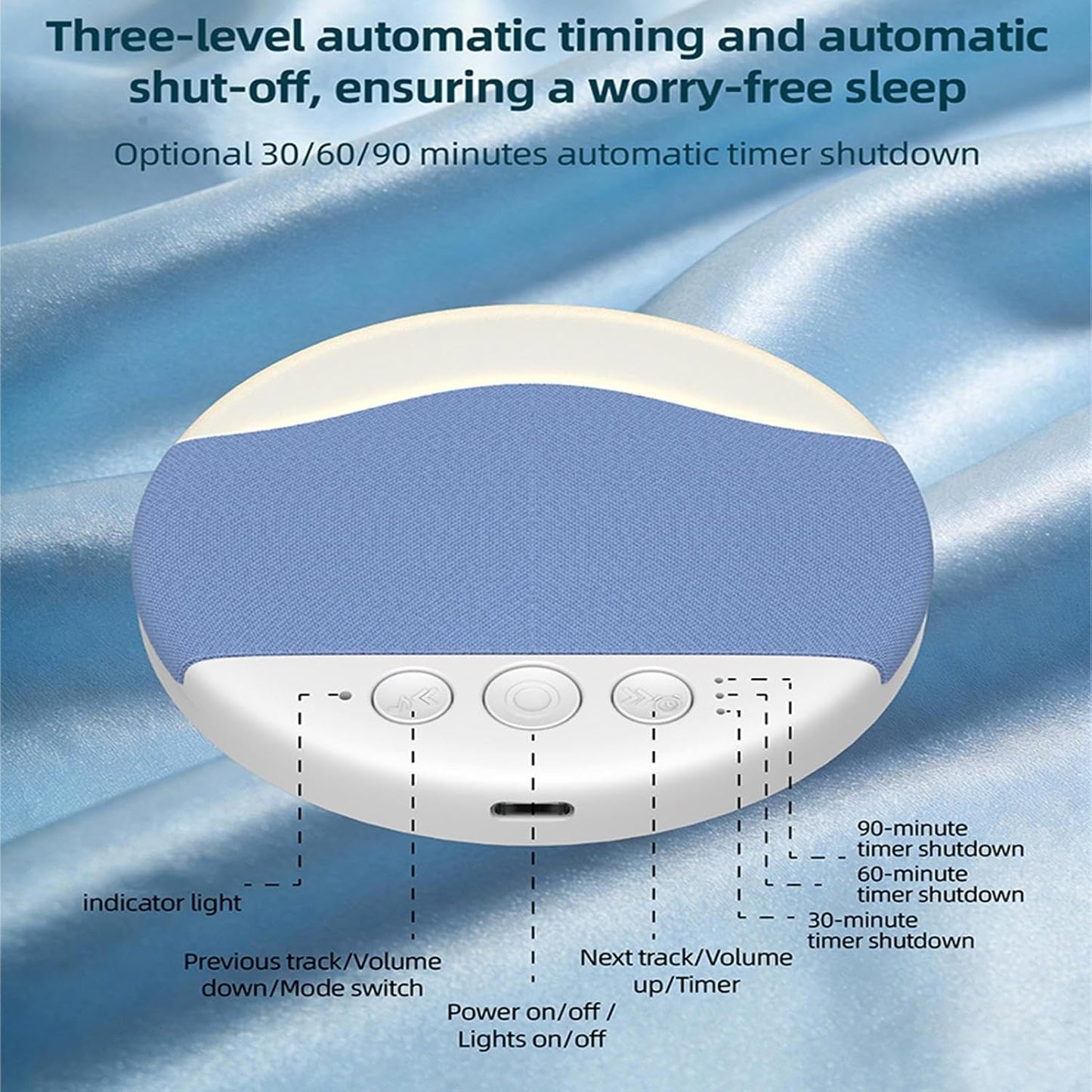 Generic 9.8x1.3cm, Pillow Speaker, Effortless Audio Streaming, White Noise Device, Under Pillow Speaker, Portable
